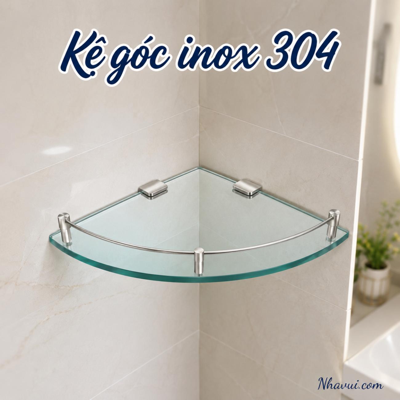 Kệ góc Vanni kệ kính phòng tắm inox 201, inox 304 gắn tường