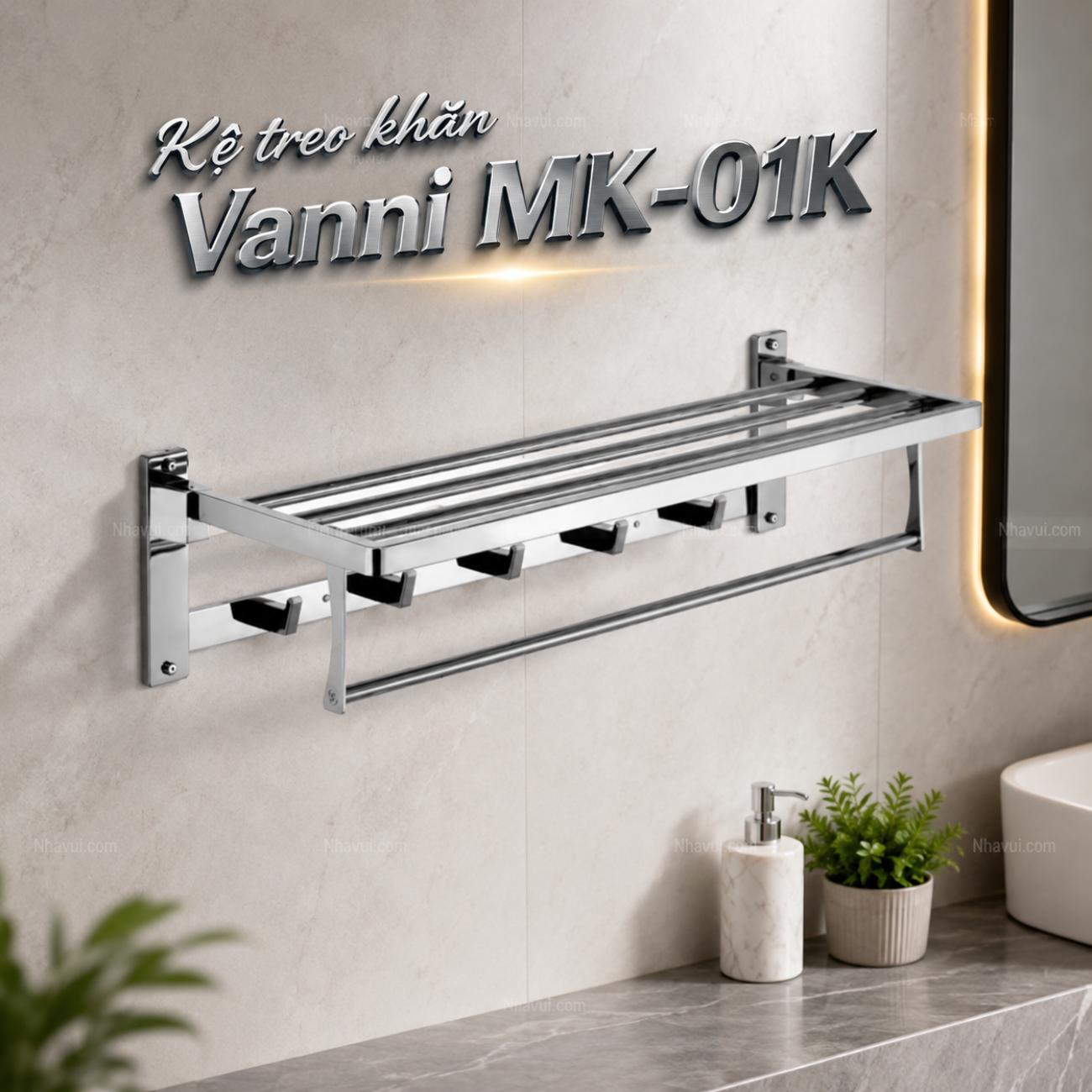 Kệ treo khăn Vanni inox 304 gắn tường xếp thẳng được MK-01K MK-04K MK-05K