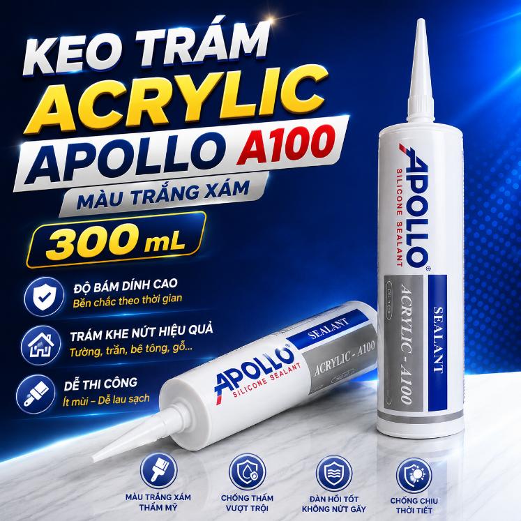 Keo trám Acrylic Apollo A100 màu trắng xám 300 mL