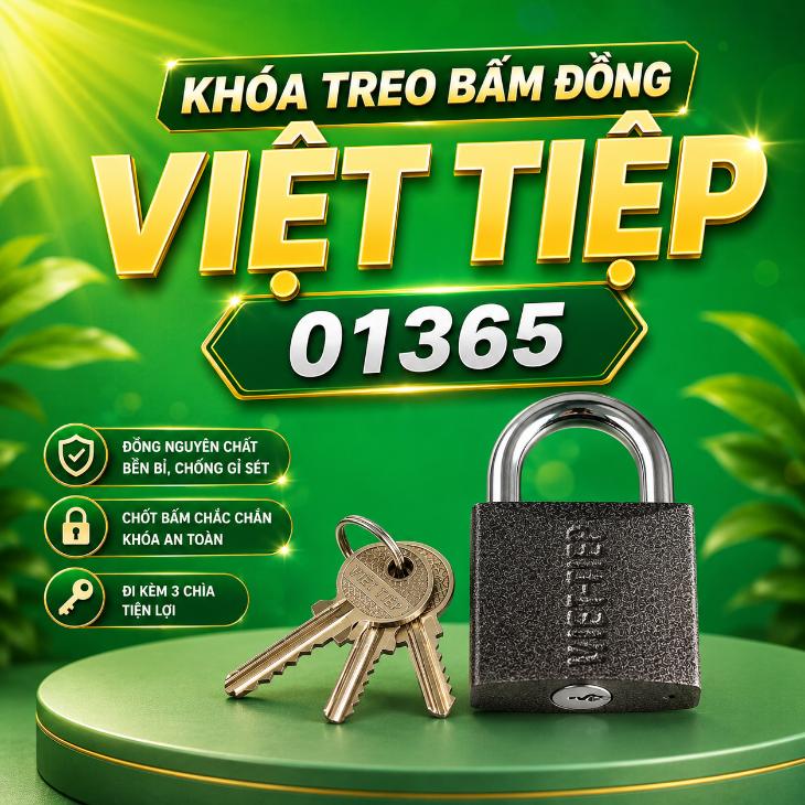 Khóa treo bấm đồng Việt Tiệp 01365
