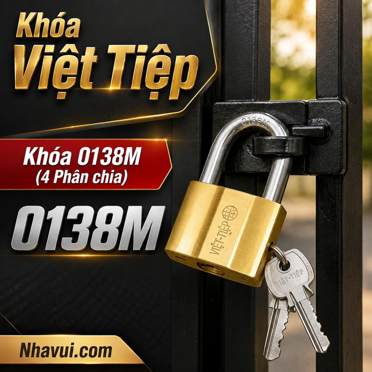 Khóa treo đồng thường Việt Tiệp 0138M 4 phân chìa