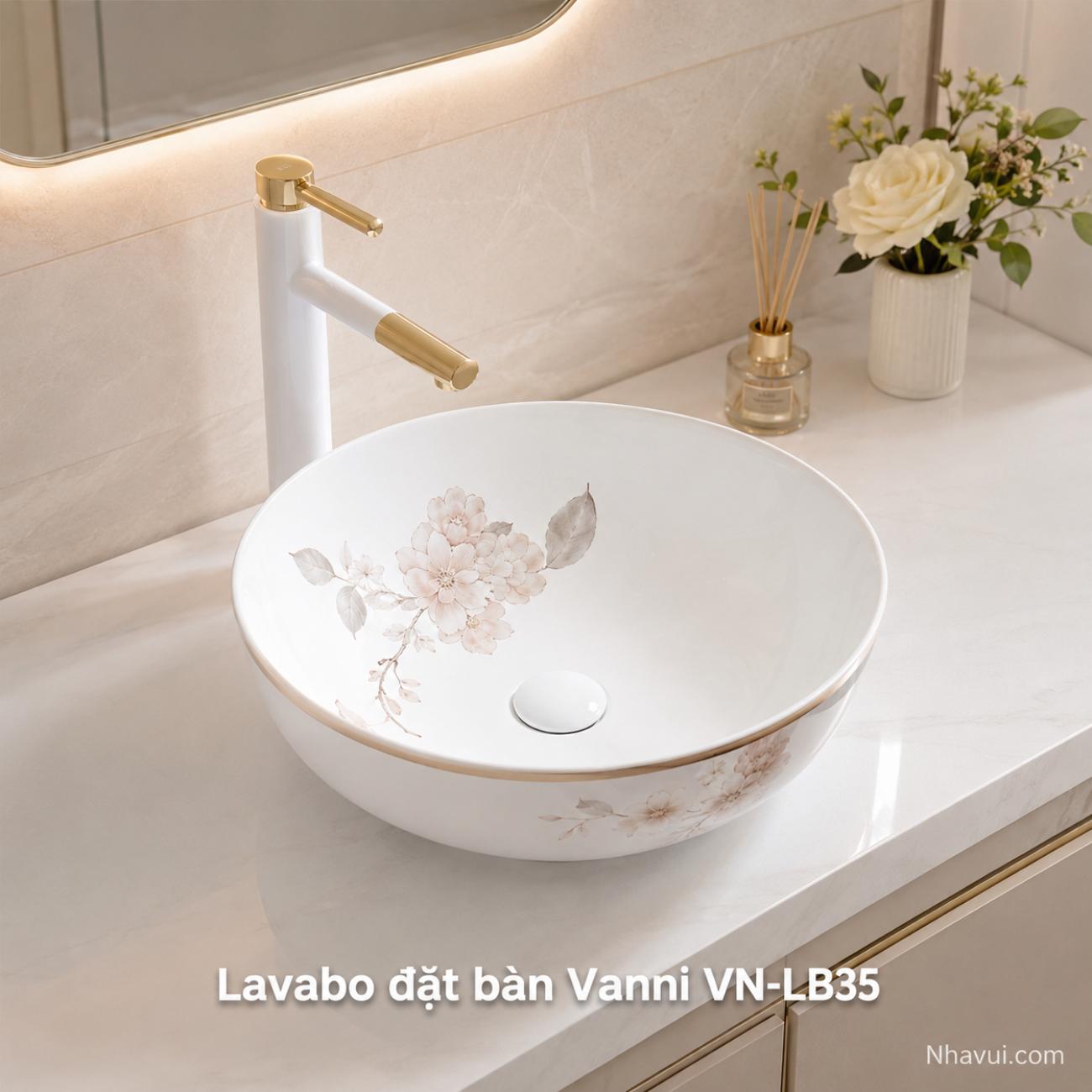 Lavabo đặt bàn Vanni VN-LB35 kích thước 420 x 420 x 140mm