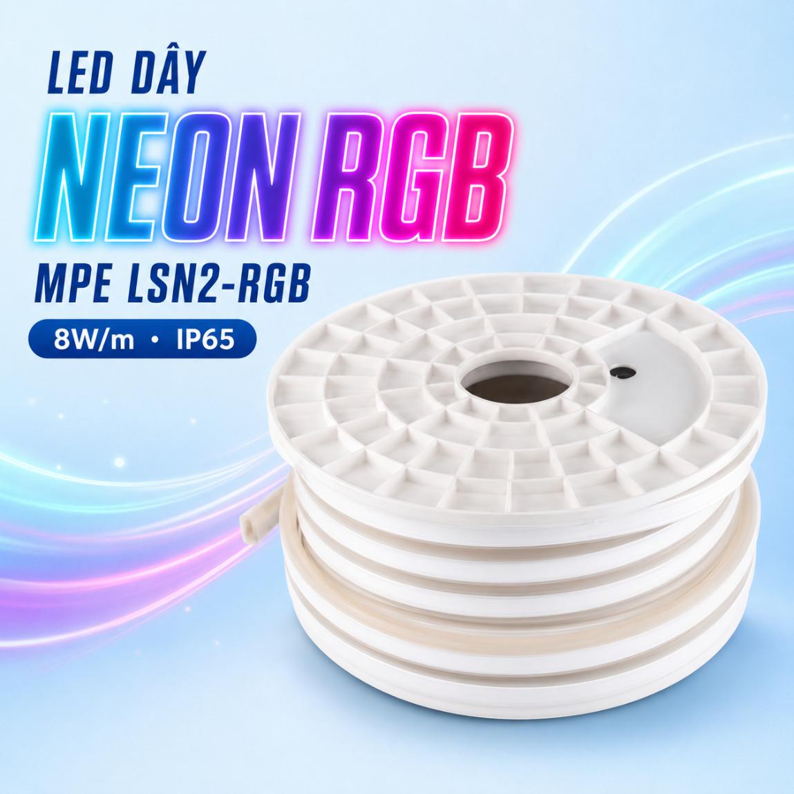 LED dây Neon RGB MPE LSN2-RGB 8W/m IP65 – Dùng tạo dải sáng RGB trang trí