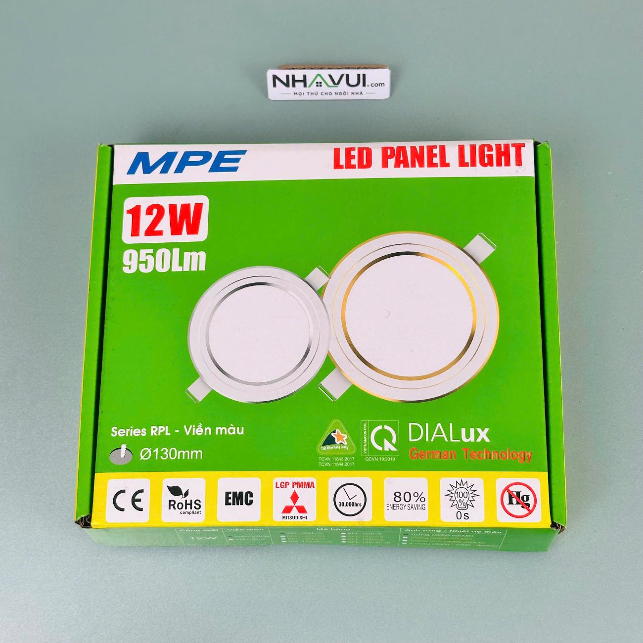 LED Panel tròn âm trần RPL viền bạc 7W–12W