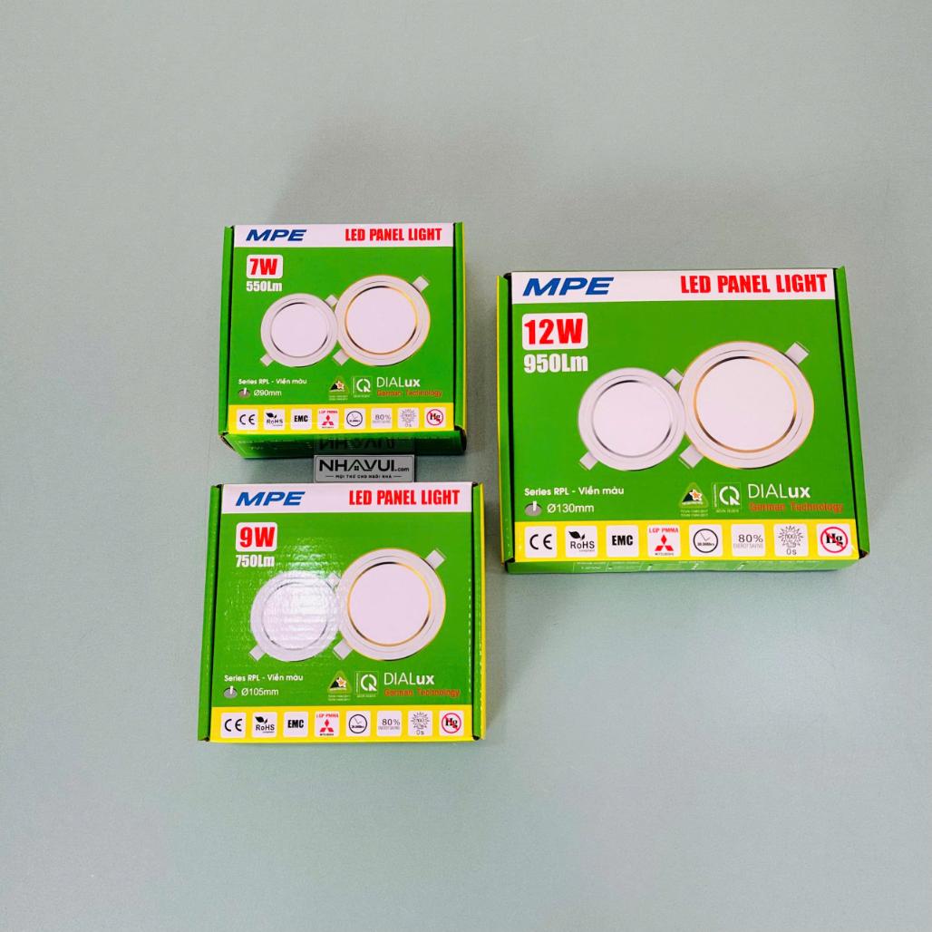 LED Panel tròn âm trần RPL viền vàng 7W–12W