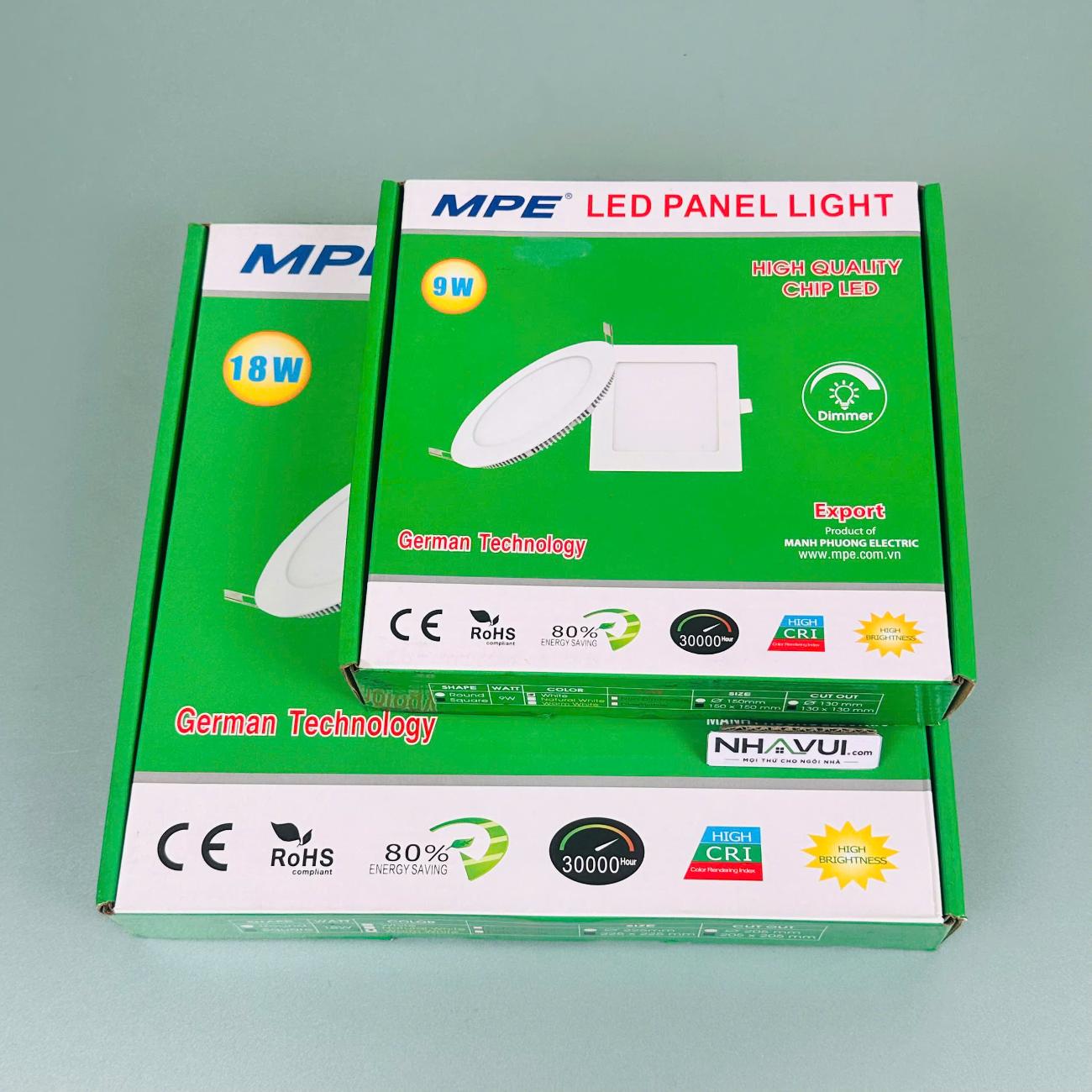 LED Panel vuông ốp nổi MPE Seri SSPL2 12W–24W