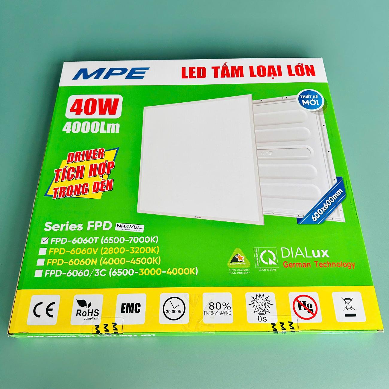 LED tấm loại lớn MPE Seri FPD-6060 600x600mm
