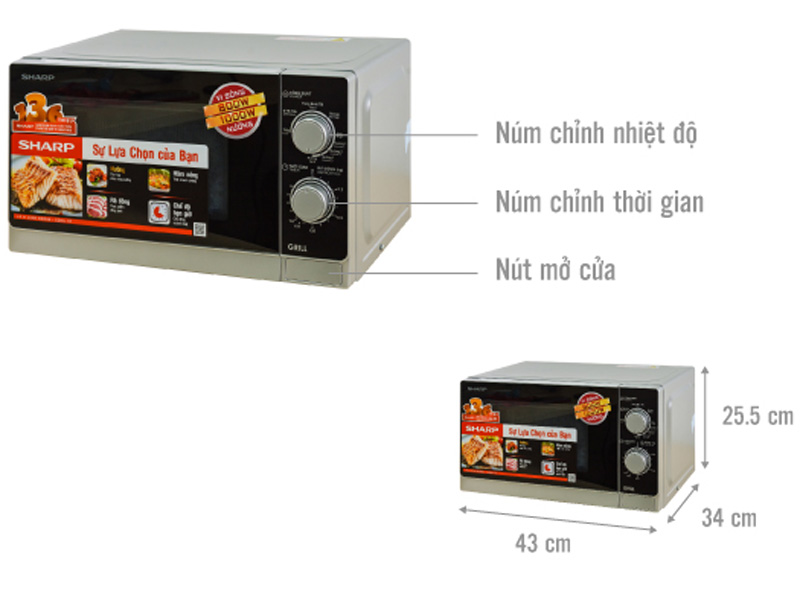 Lò vi sóng cơ có nướng Sharp R-G222VN-S 20 lít