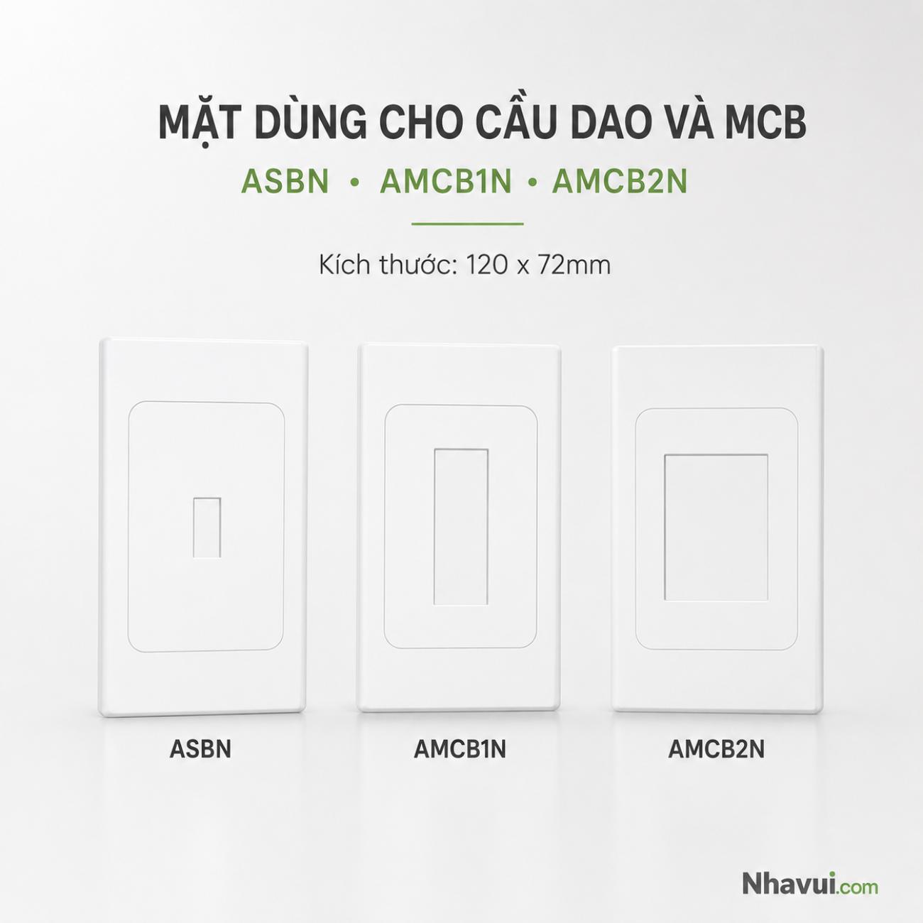 Mặt dùng cho cầu dao an toàn và MCB MPE ASBN AMCB1N AMCB2N 120x72mm