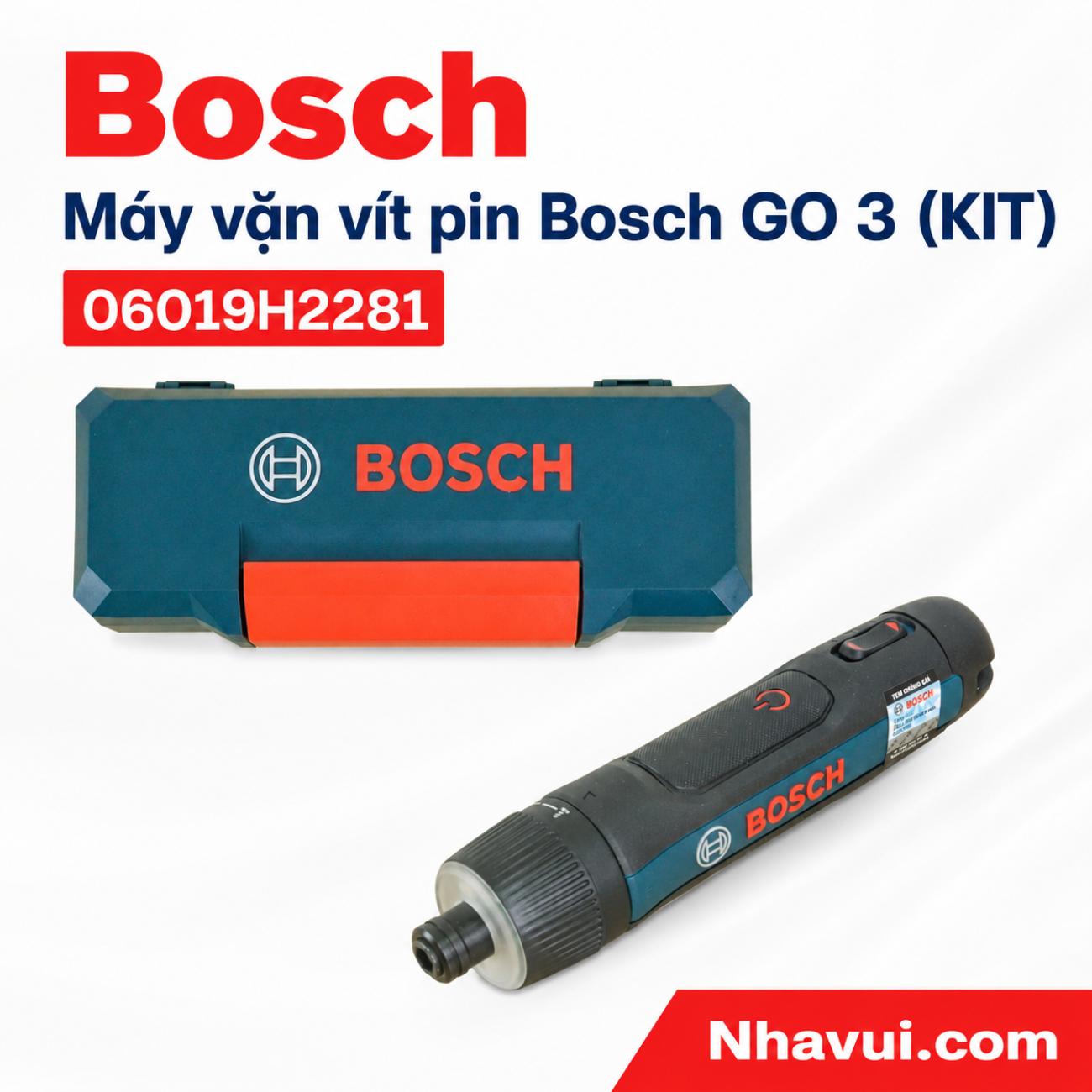 Máy bắt vít dùng pin Bosch GO 3 3.6V mô-men xoắn 5Nm bộ KIT 06019H2281