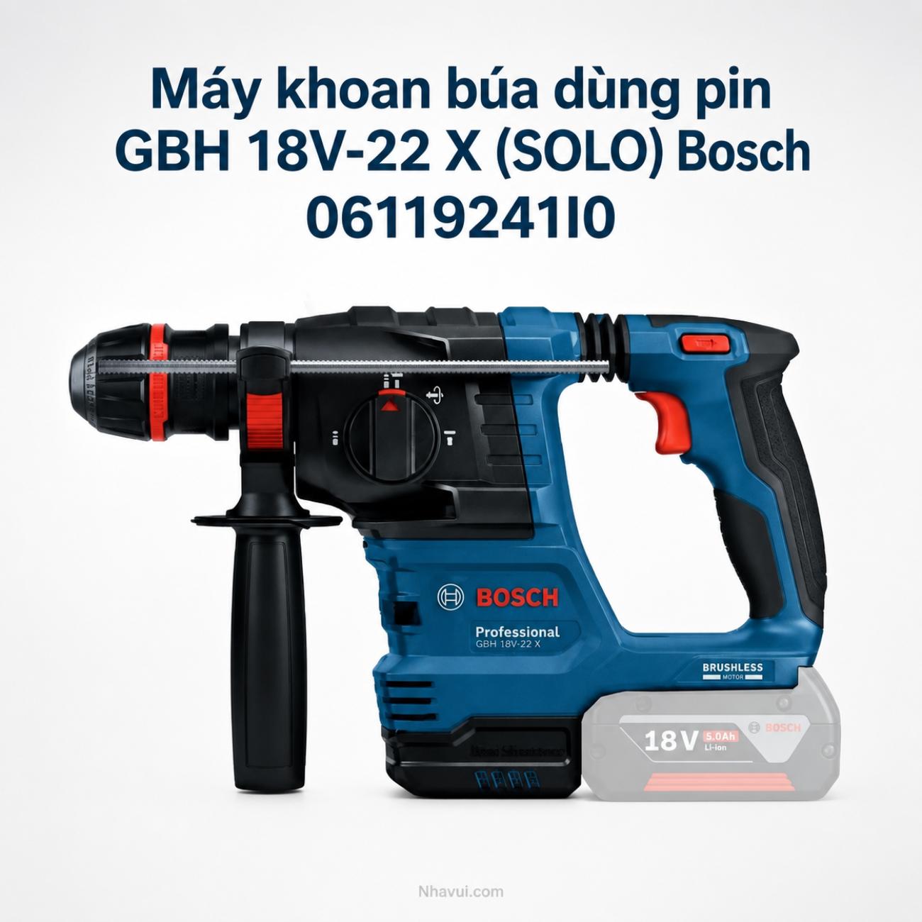Máy khoan búa dùng pin Bosch GBH 18V-22 X 18V lực đập 2J đầu kẹp ONECHUCK SOLO 06119241L0