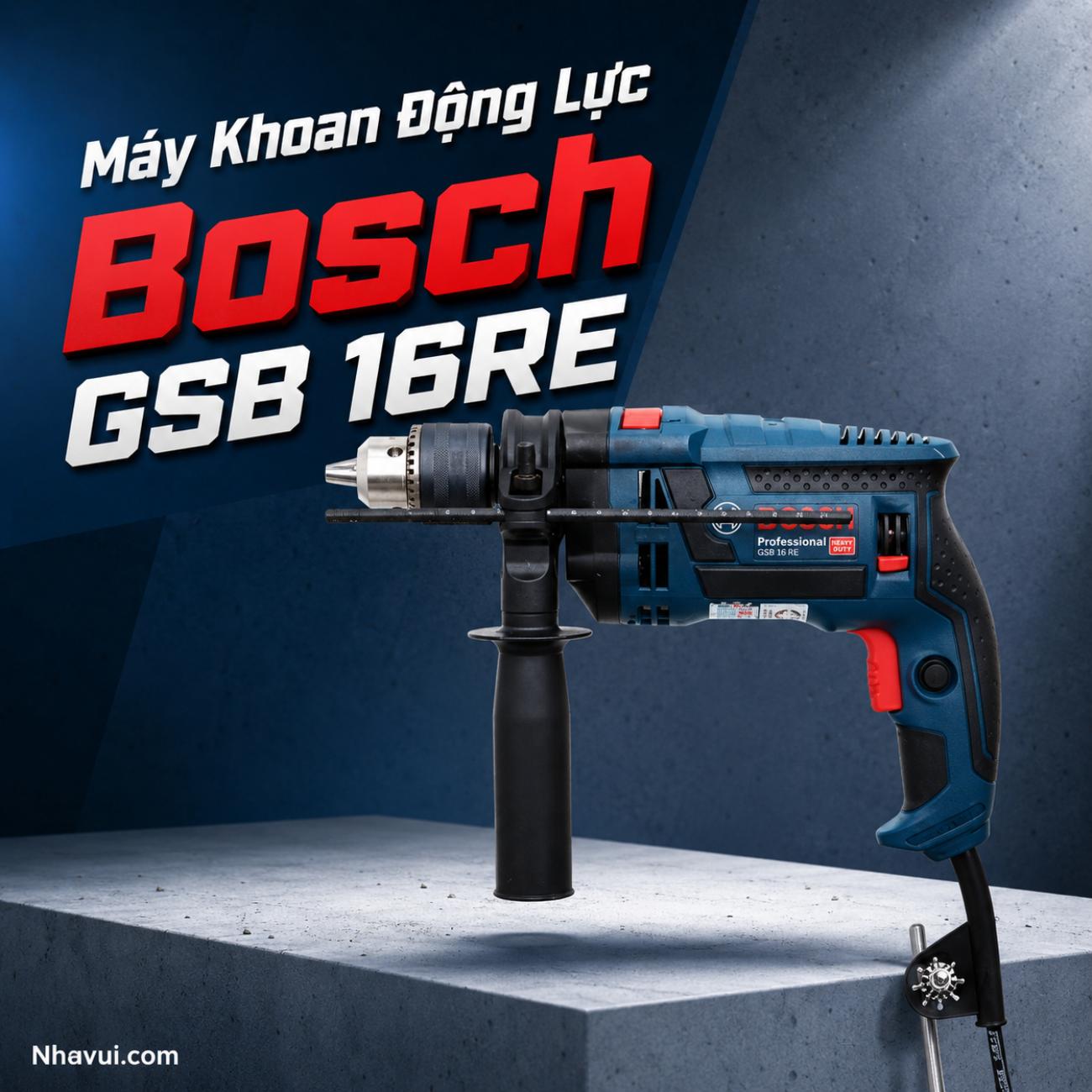 Máy Khoan Động Lực Bosch GSB 16 RE 750W Đầu Kẹp 13mm Khoan Bê Tông 16mm