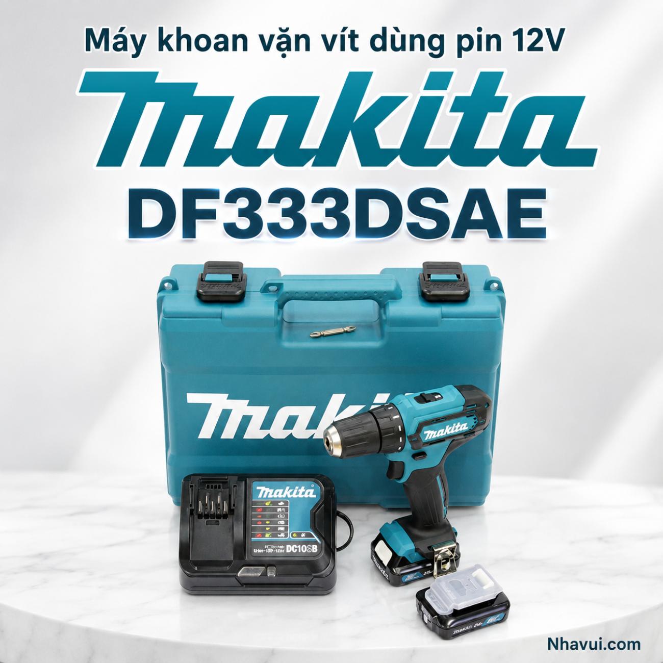 Máy khoan vặn vít dùng pin Makita DF333DSAE 12V Max 2 pin 2.0Ah