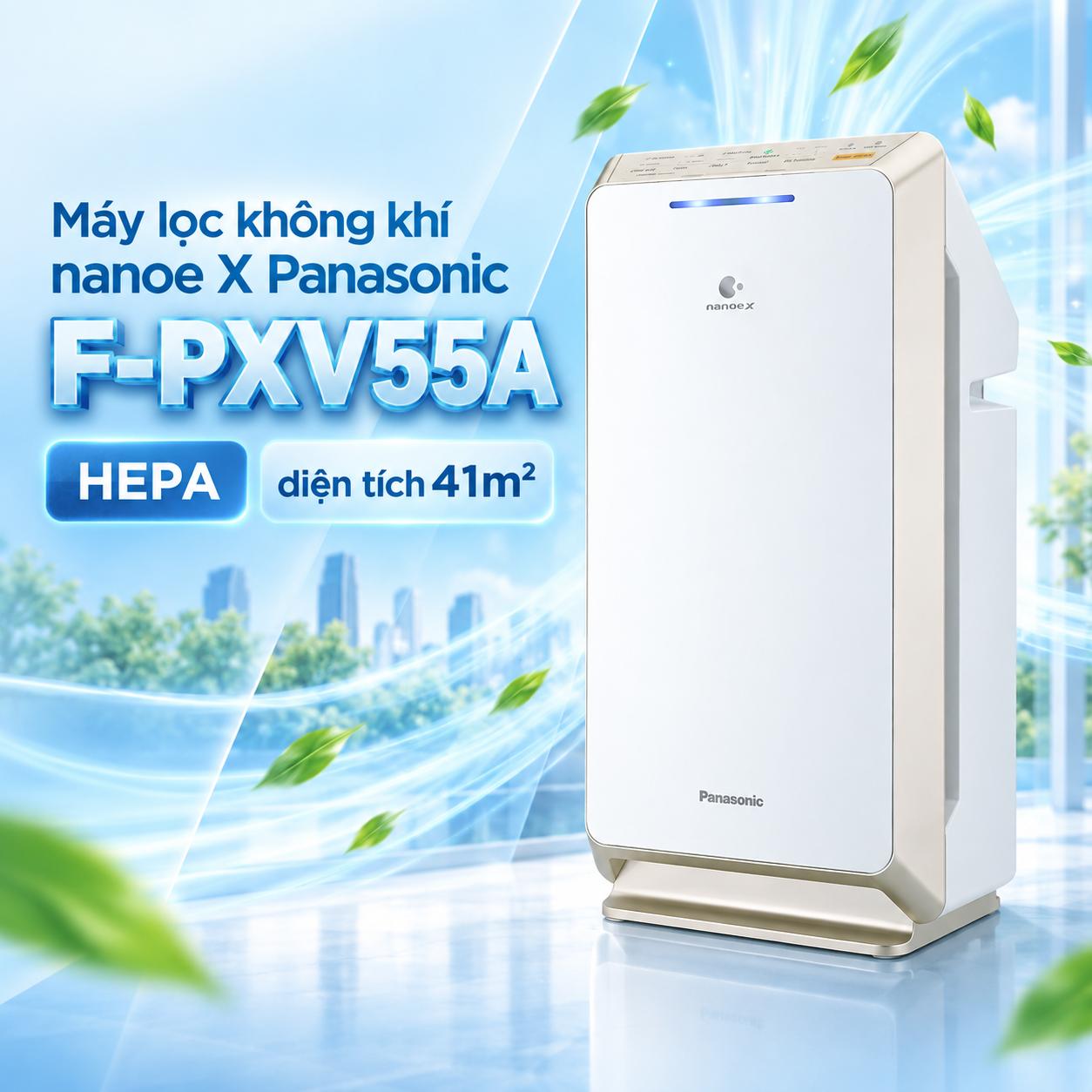 Máy lọc không khí nanoe™ X Panasonic F-PXV55A – diện tích 41m²