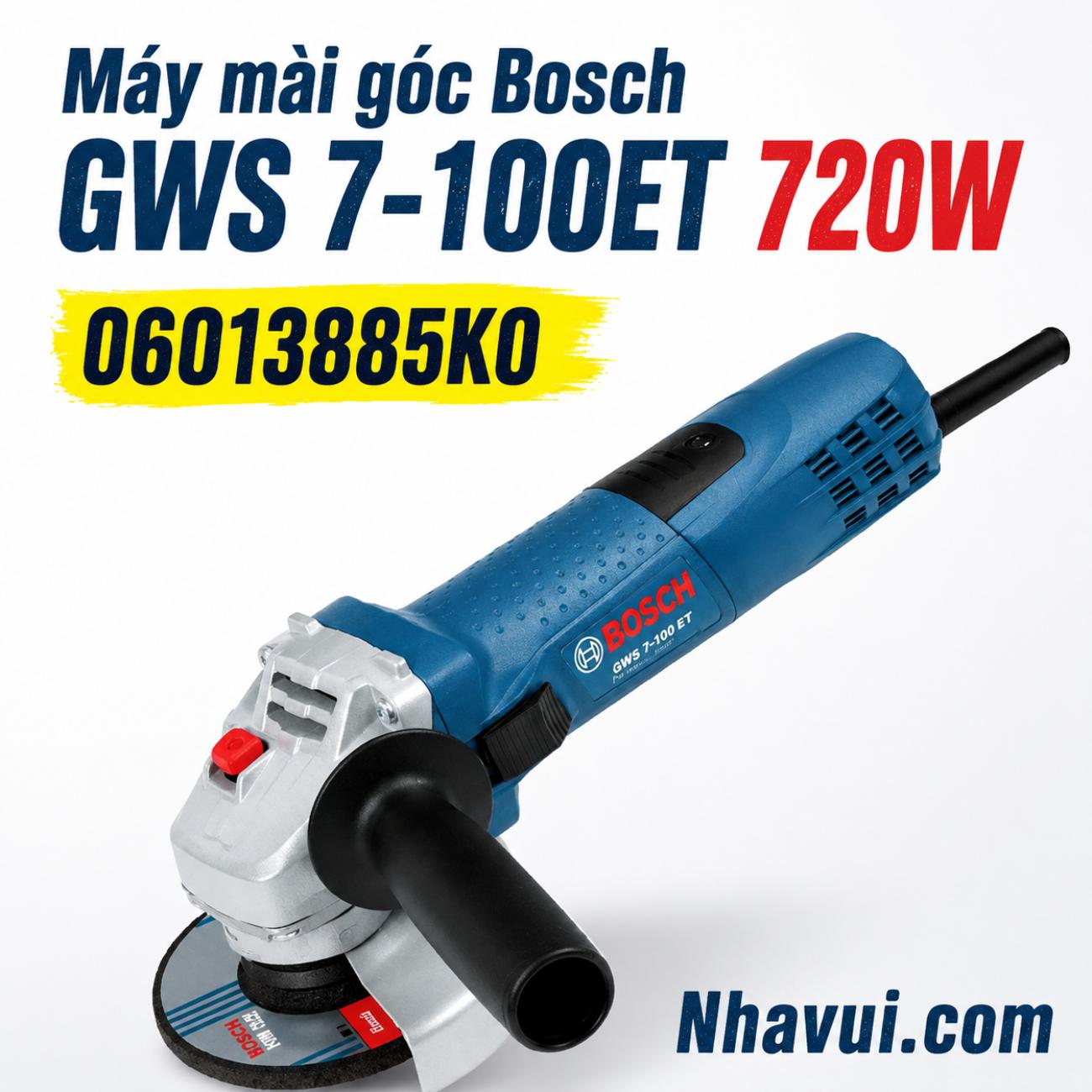 Máy mài góc Bosch GWS 7-100 ET 720W điều chỉnh tốc độ đĩa 100mm 06013885K0