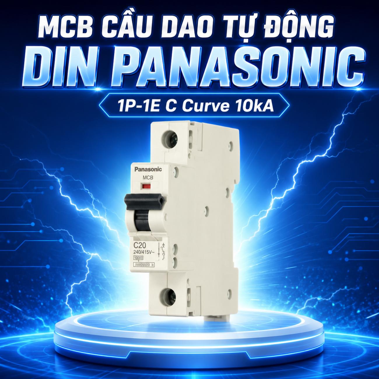 MCB cầu dao tự động DIN Panasonic 1P-1E C Curve 10kA bảo vệ quá tải và ngắn mạch