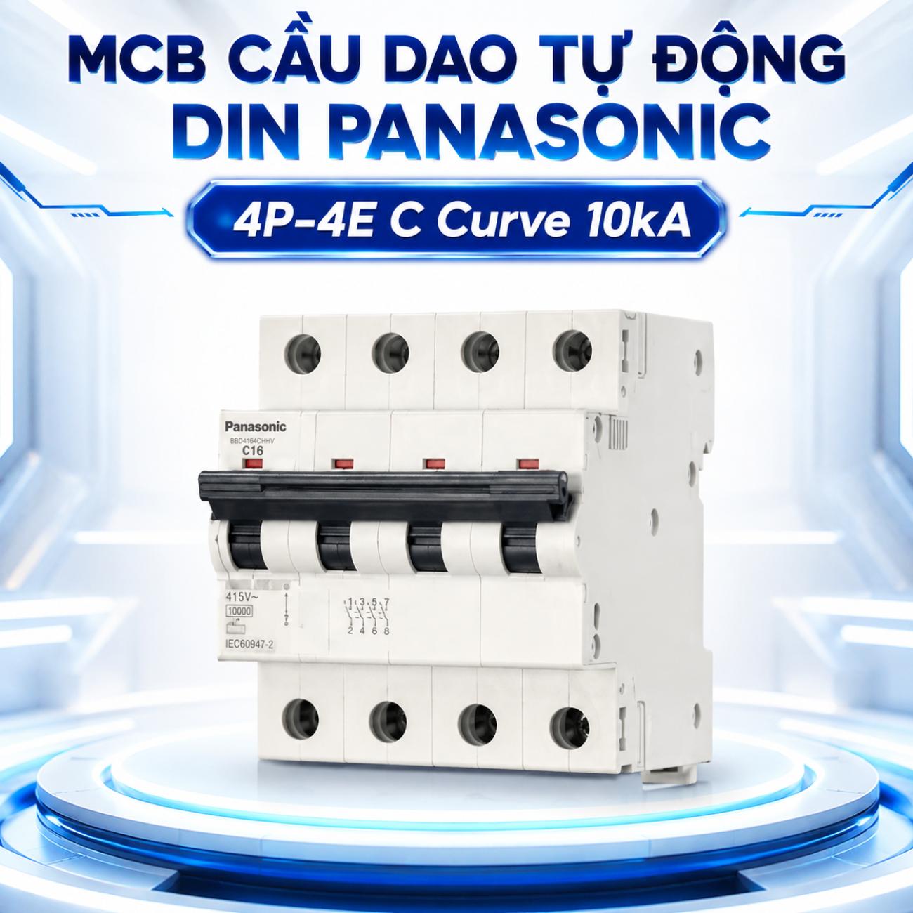 MCB cầu dao tự động DIN Panasonic 4P-4E C Curve 10kA bảo vệ quá tải và ngắn mạch