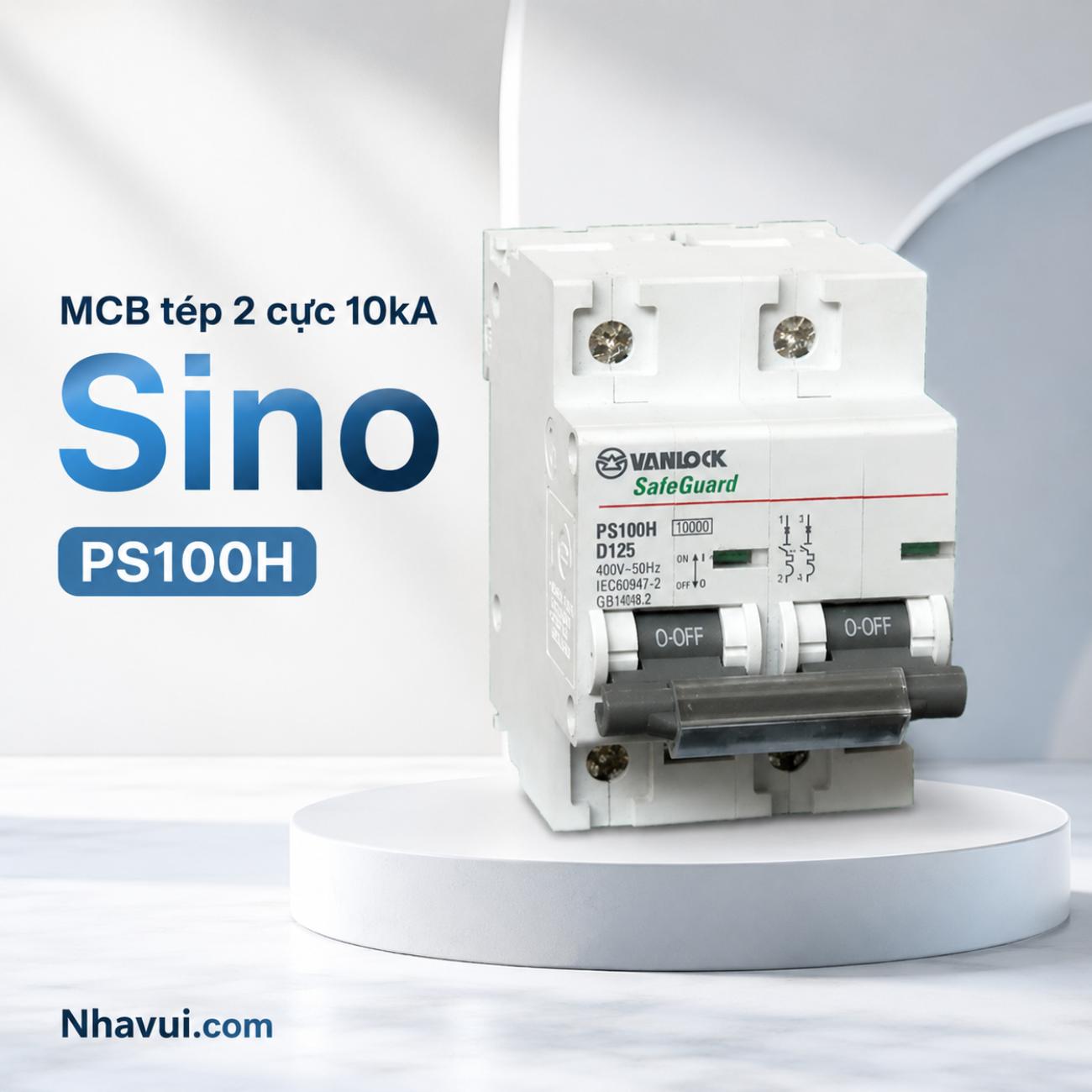 MCB Sino PS100H 2 cực 10kA