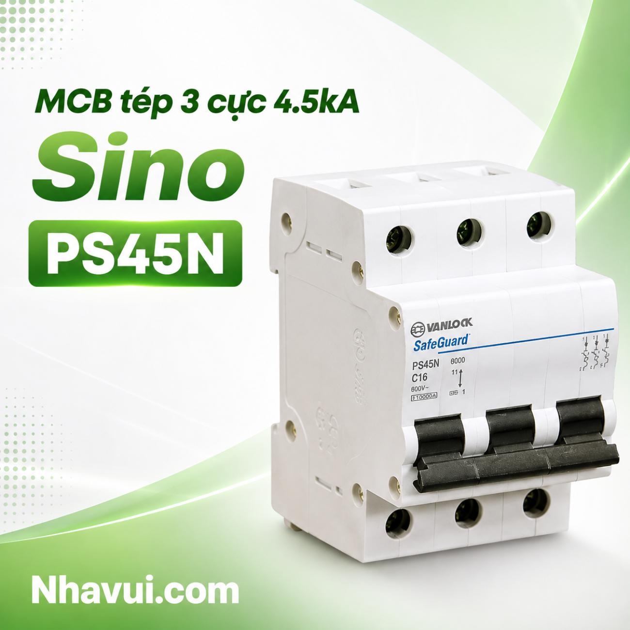 MCB tép Sino PS45N 3 cực 4.5kA