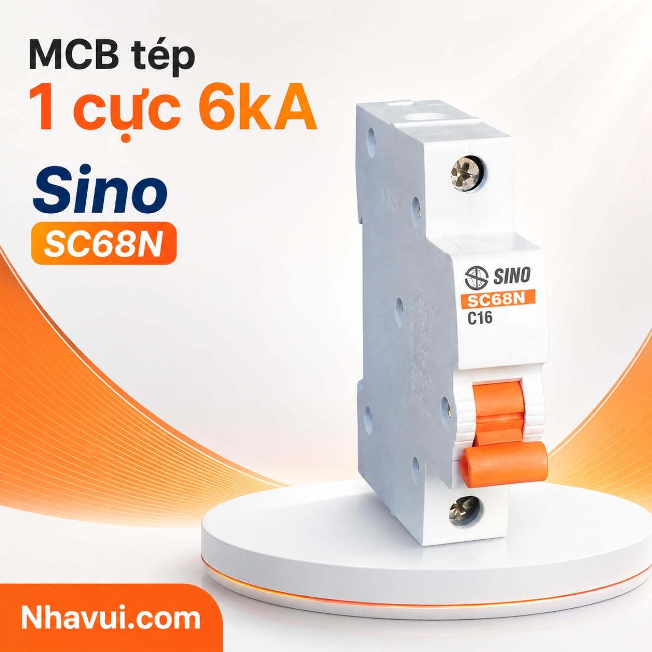 MCB tép Sino SC68N 2 cực 6kA