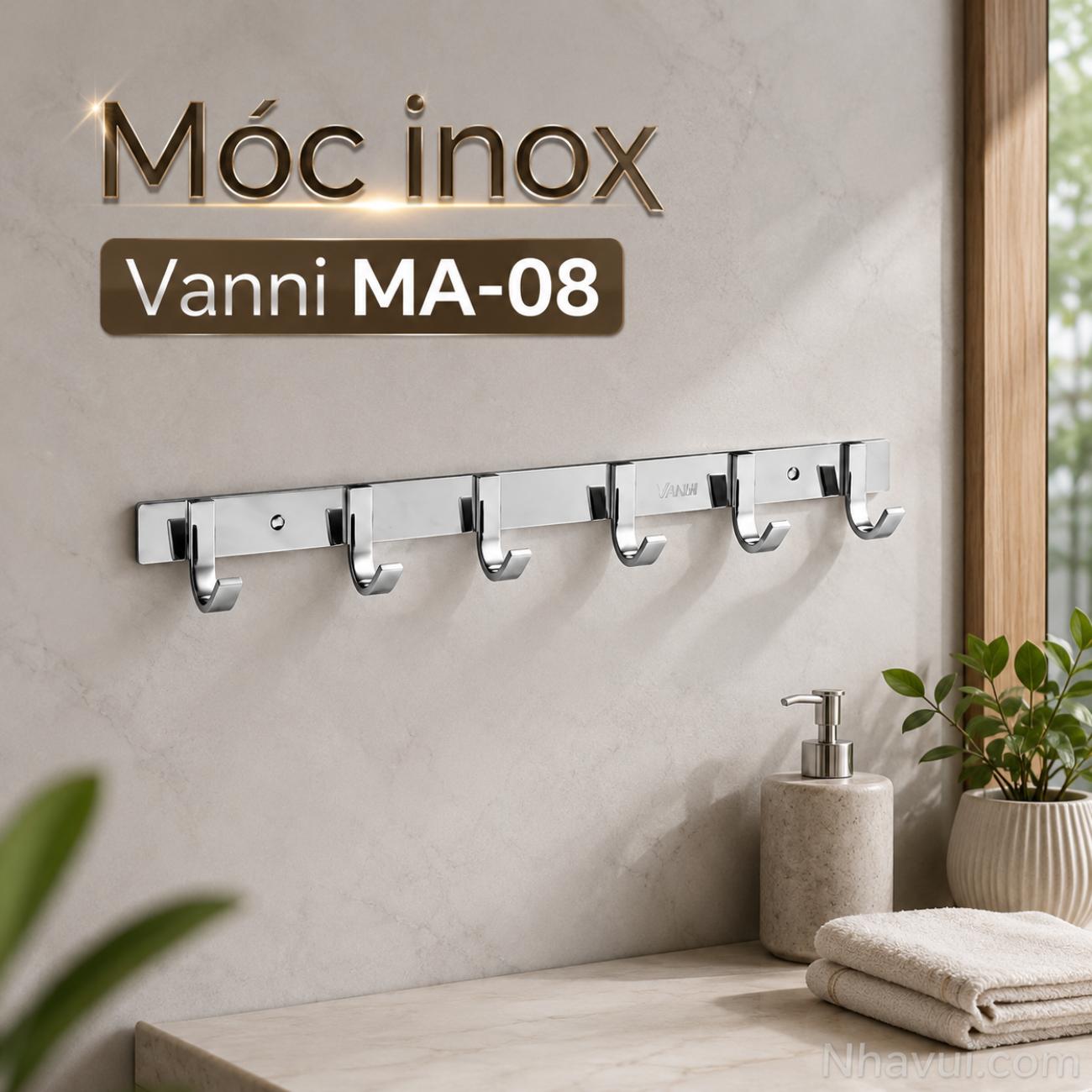 Móc inox Vanni MA-08 thép inox mạ sáng chống gỉ 5 móc, 6 móc, 7 móc, 8 móc