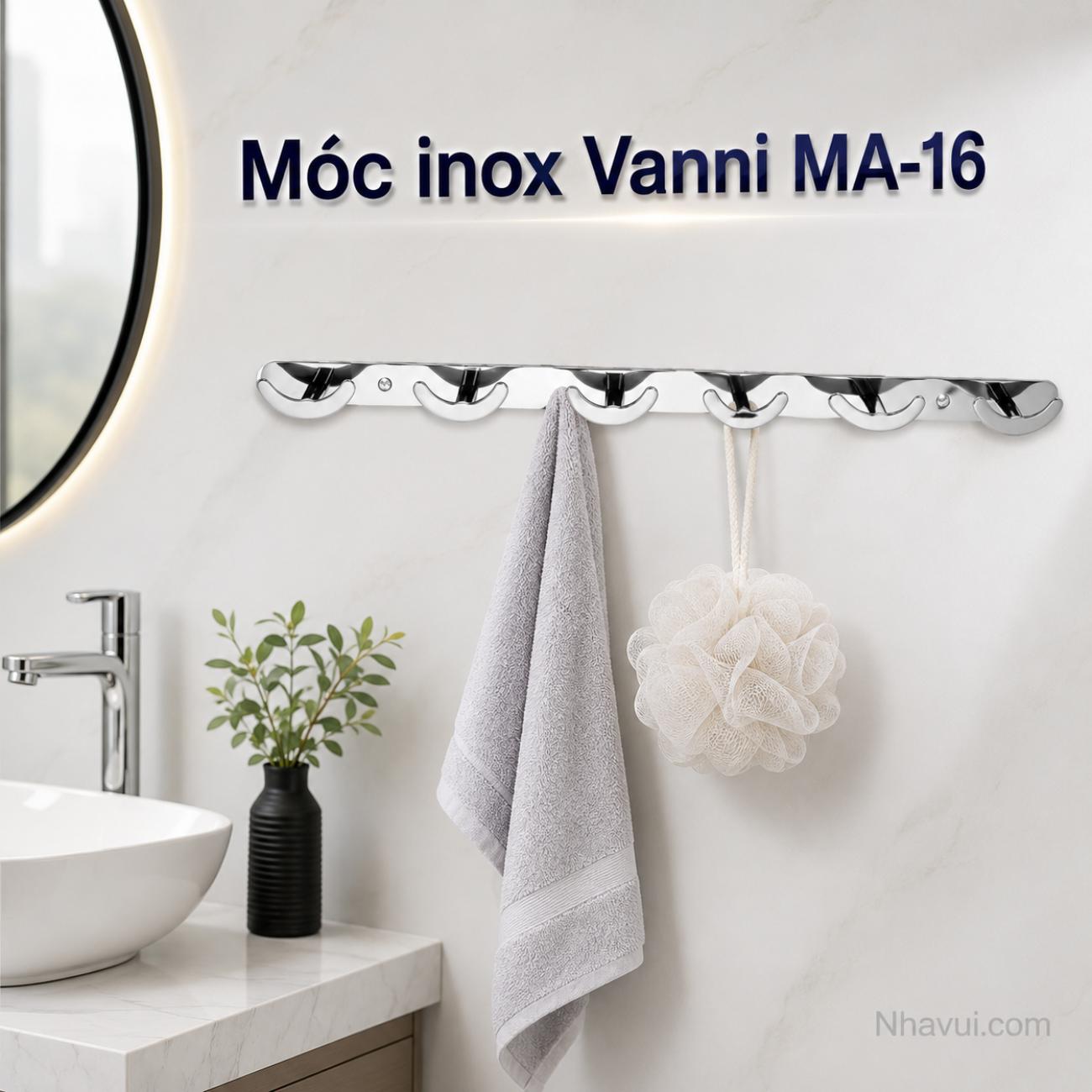 Móc inox Vanni MA-16 inox 304 hoàn thiện bóng mờ 6 móc – 7 móc