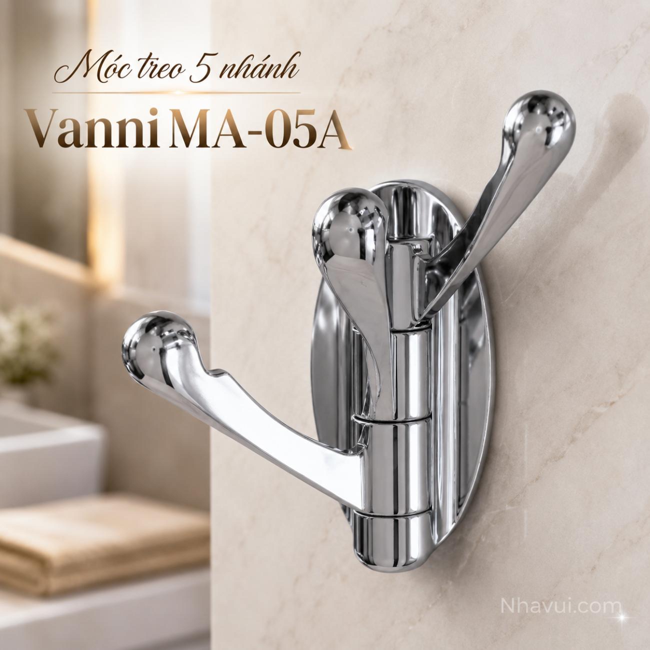 Móc treo 5 nhánh Vanni MA-05A inox 304 cao cấp gắn tường