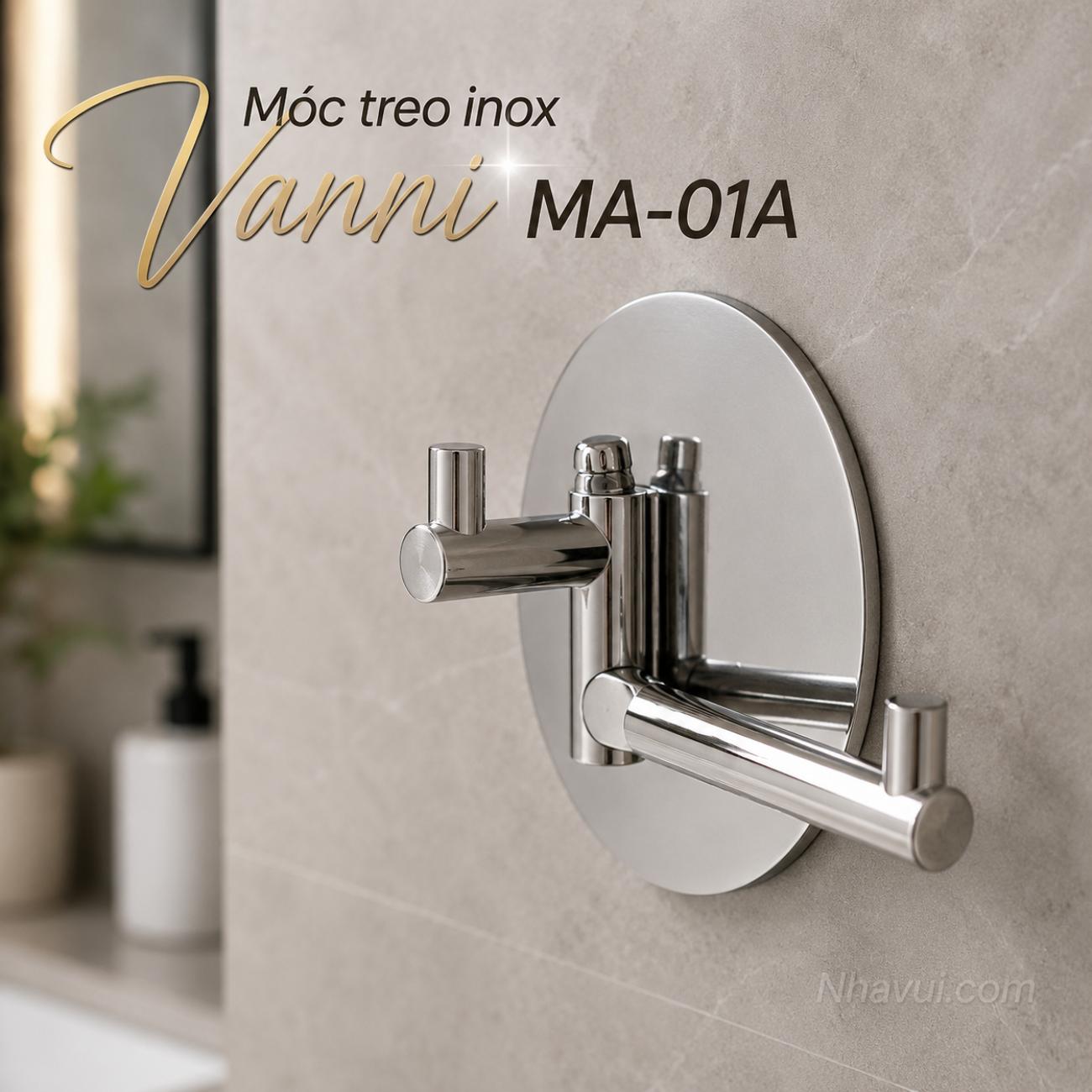 Móc treo inox Vanni MA-01A inox 304 bóng sáng đế tròn gắn tường