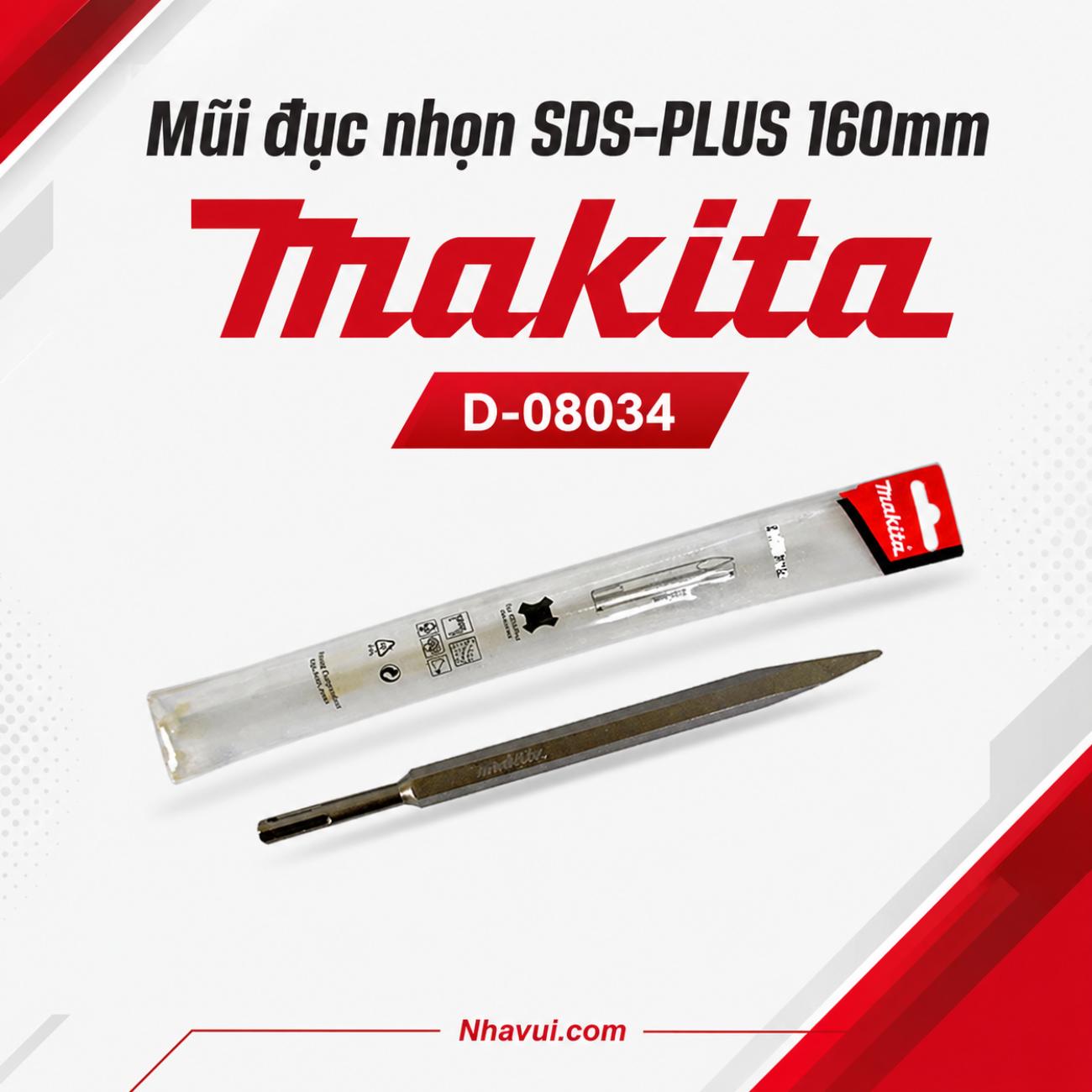 Mũi đục nhọn SDS-PLUS kích thước 160mm Makita D-08034