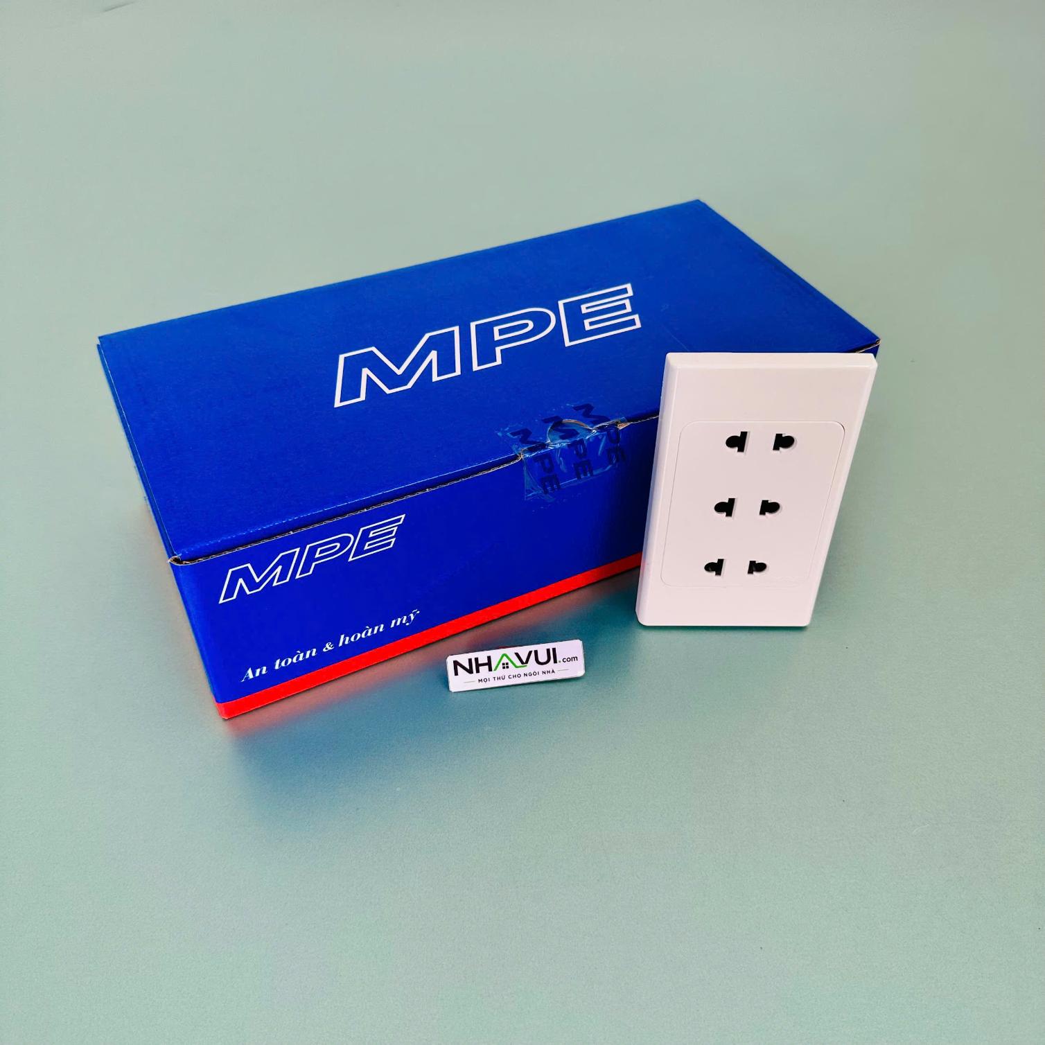 Ổ cắm ba 2 chấu đế liền MPE A20US3N 16A
