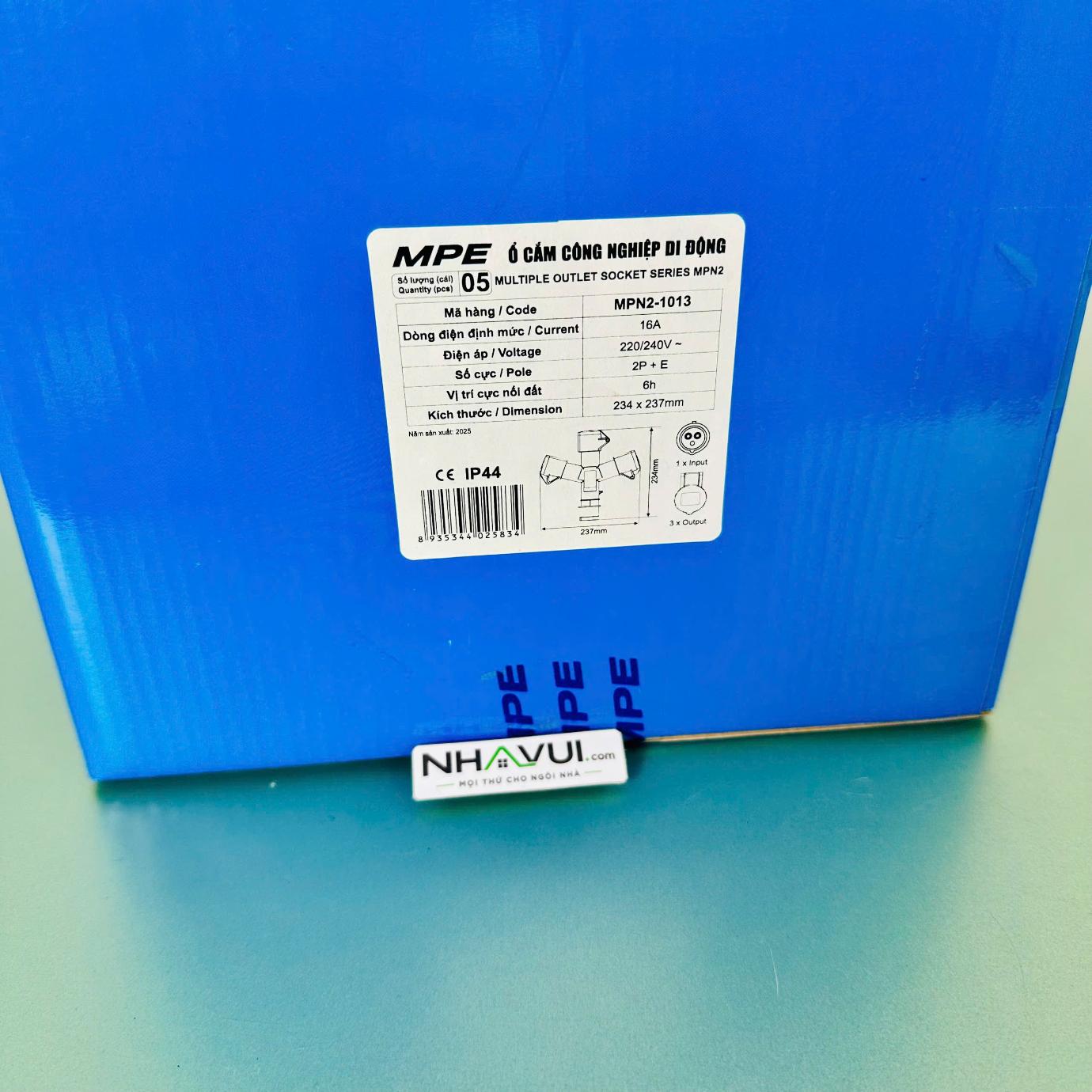 Ổ cắm công nghiệp di động 3 ngã MPE MPN2-1013