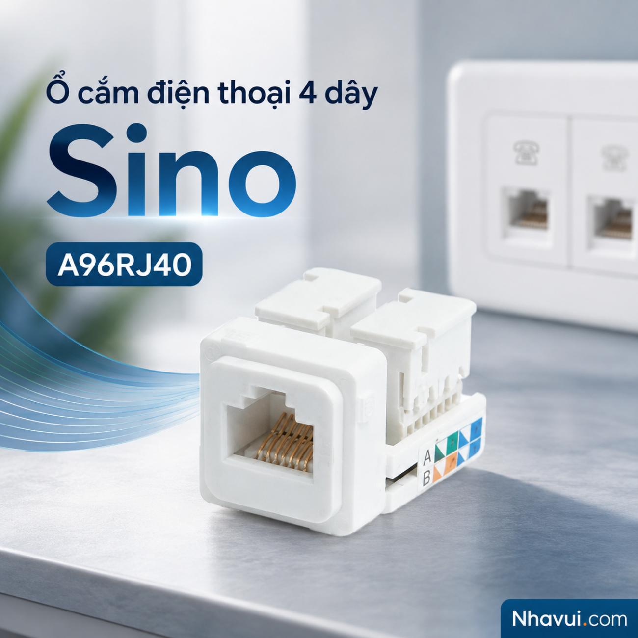 Ổ cắm điện thoại 4 dây Sino A96RJ40