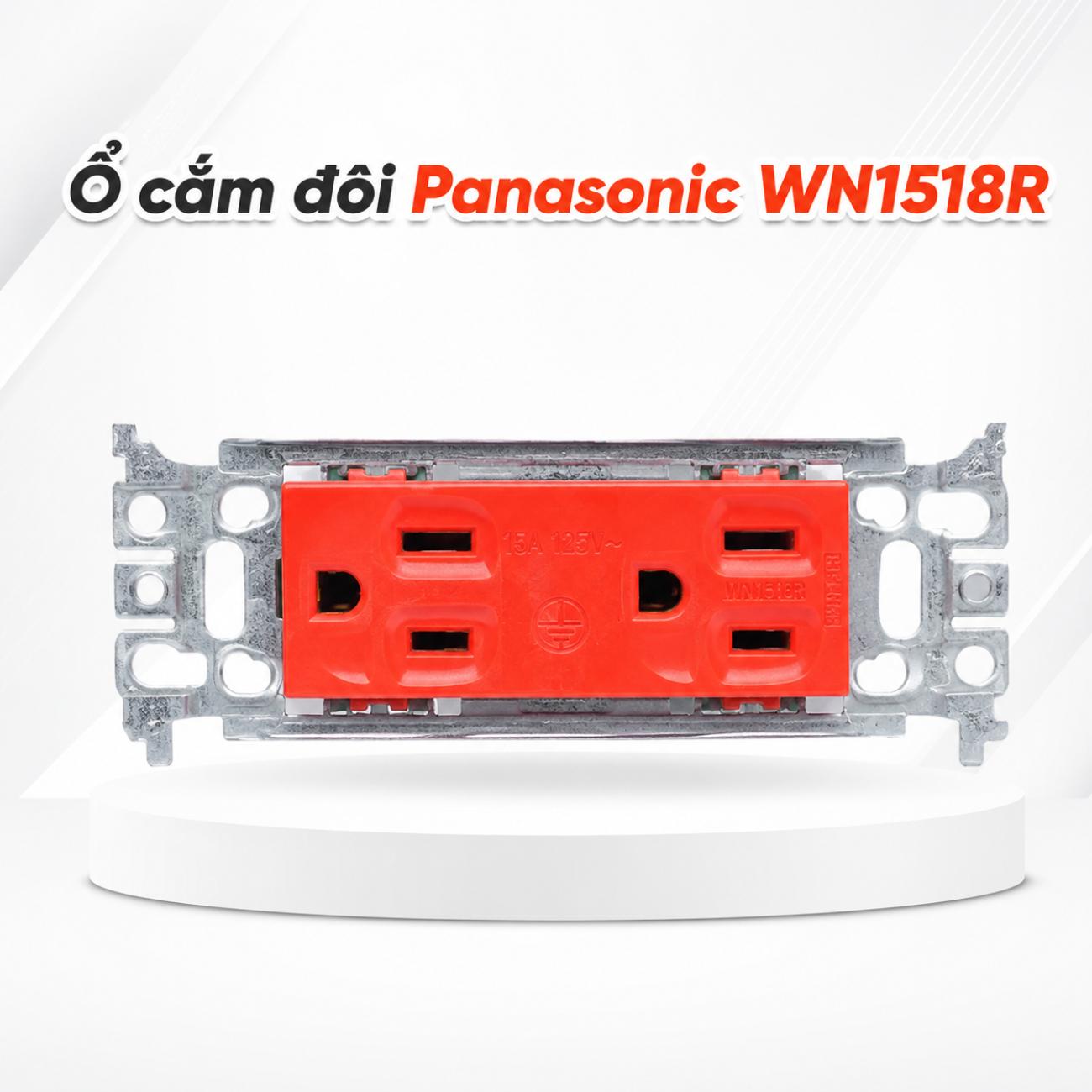 Ổ cắm đôi Panasonic WN1518R có dây nối đất 125V 15A