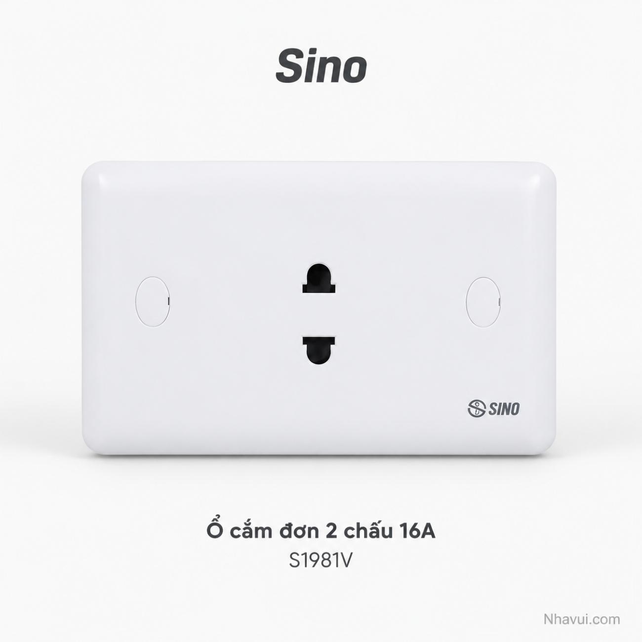 Ổ cắm đơn 2 chấu 16A Sino S1981V Series S19