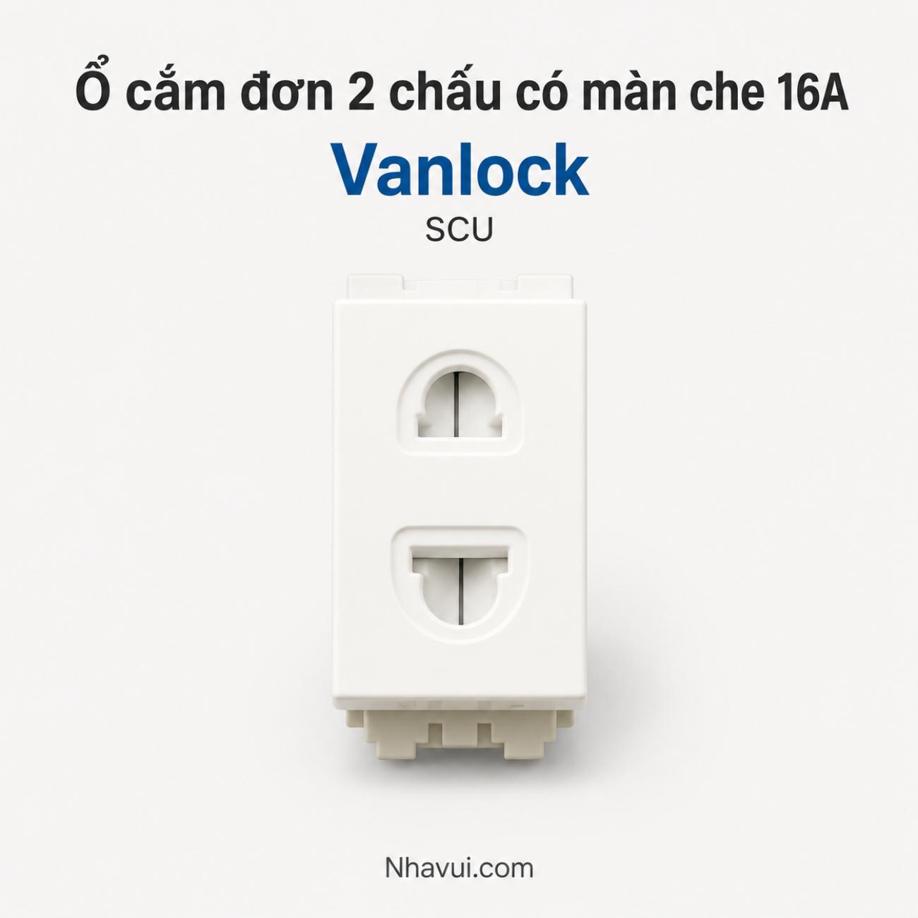 Ổ cắm đơn 2 chấu có màn che 16A Sino SCU