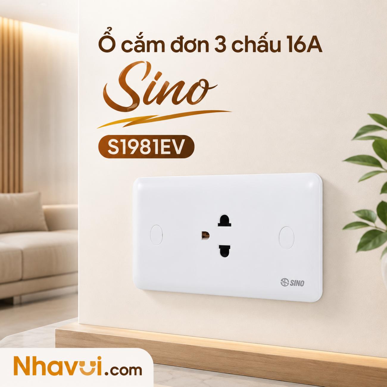 Ổ cắm đơn 3 chấu 16A Sino S1981EV