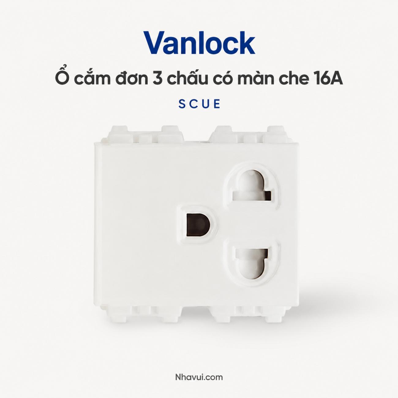 Ổ cắm đơn 3 chấu có màn che 16A Sino SCUE
