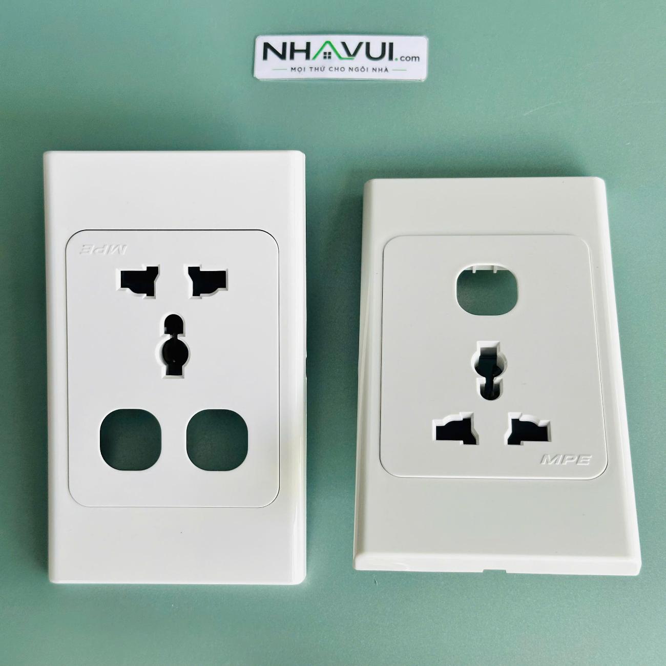 Ổ cắm đơn đa năng MPE A20USMXN, A20USMXXN đế liền 16A 1 lỗ 2 lỗ 120x72mm