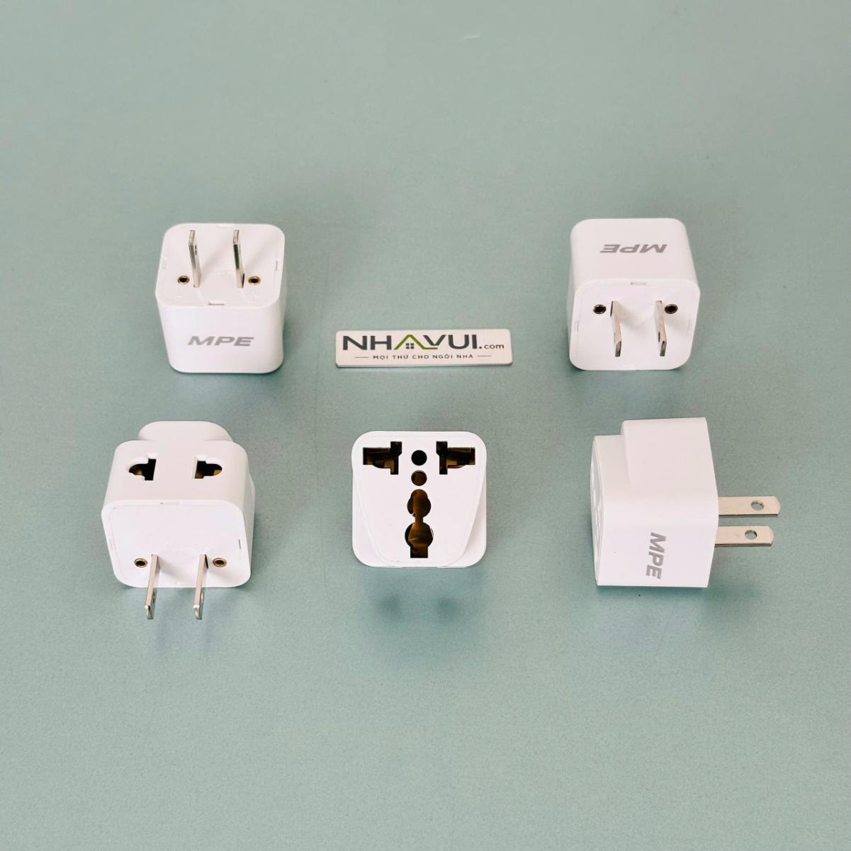 Ổ cắm du lịch MPE AD1 chân cắm dẹp – tròn