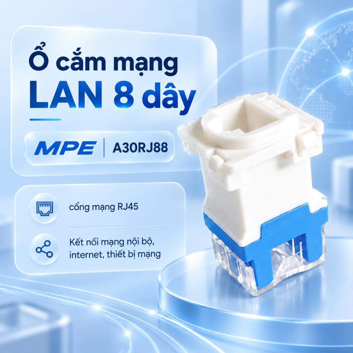 Ổ cắm mạng LAN 8 dây MPE A30RJ88