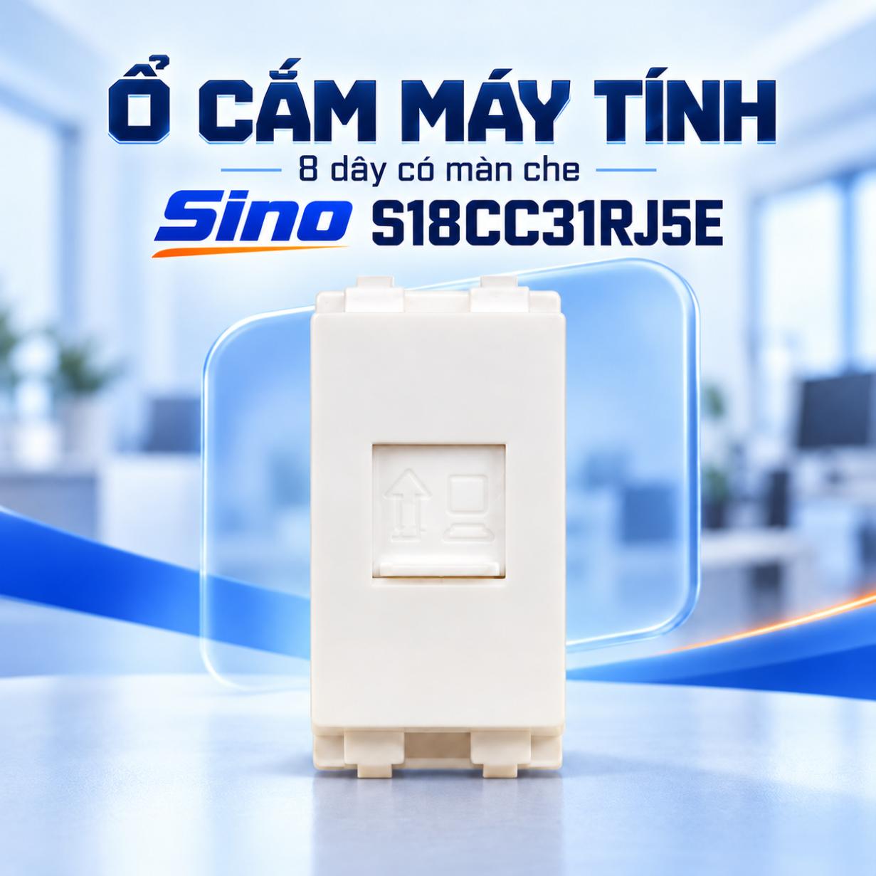 Ổ cắm máy tính 8 dây có màn che Sino S18CC31RJ5E