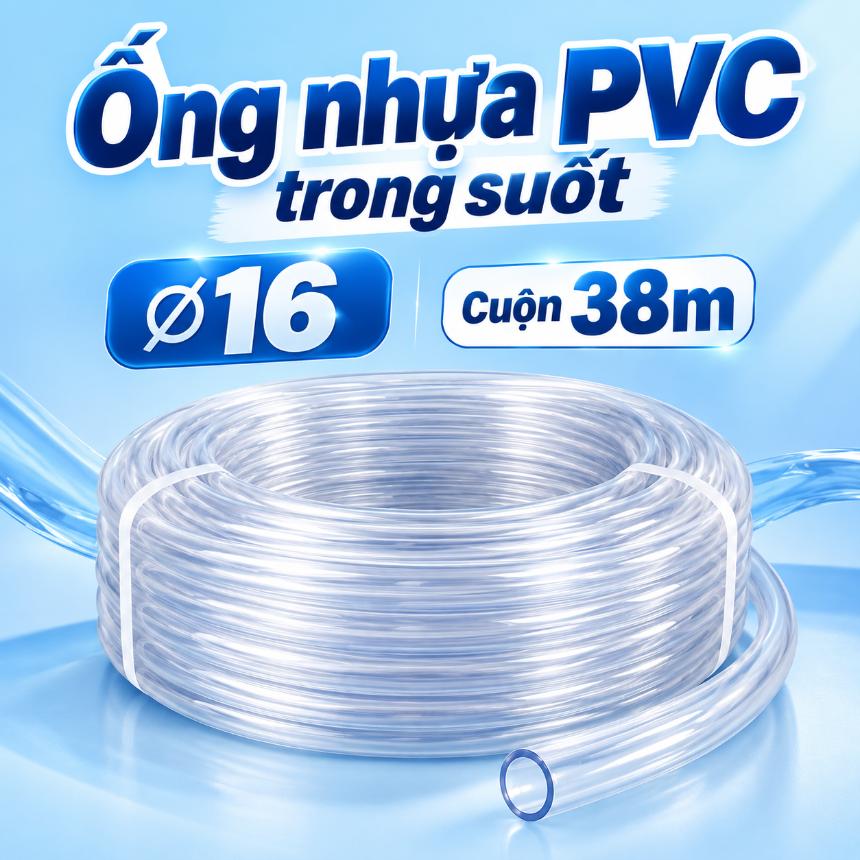 Ống nhựa PVC trong suốt Ø16 – Cuộn 38m