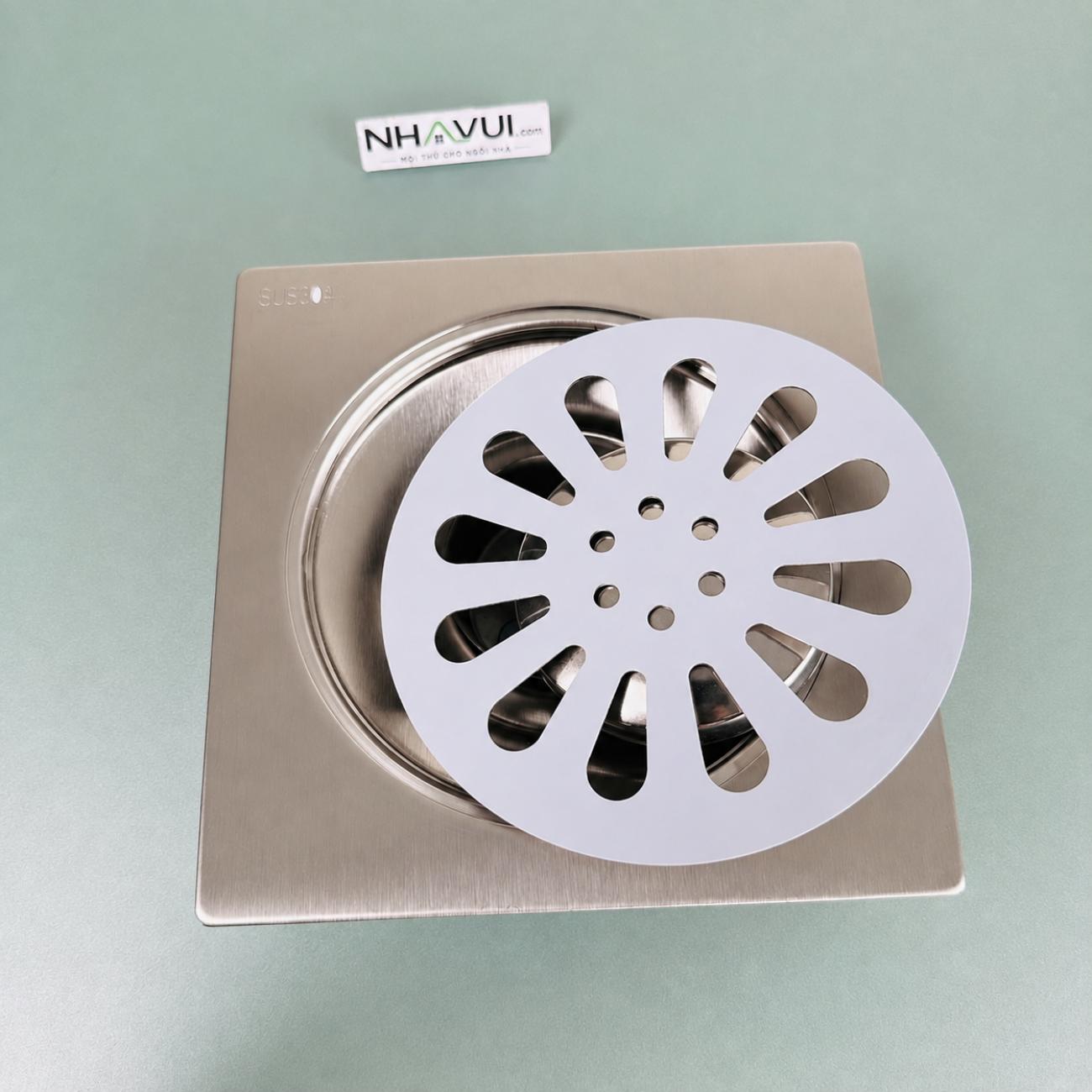 Phễu thoát sàn Inox 201 Bình Minh – dùng thu nước và chắn rác đường thoát sàn