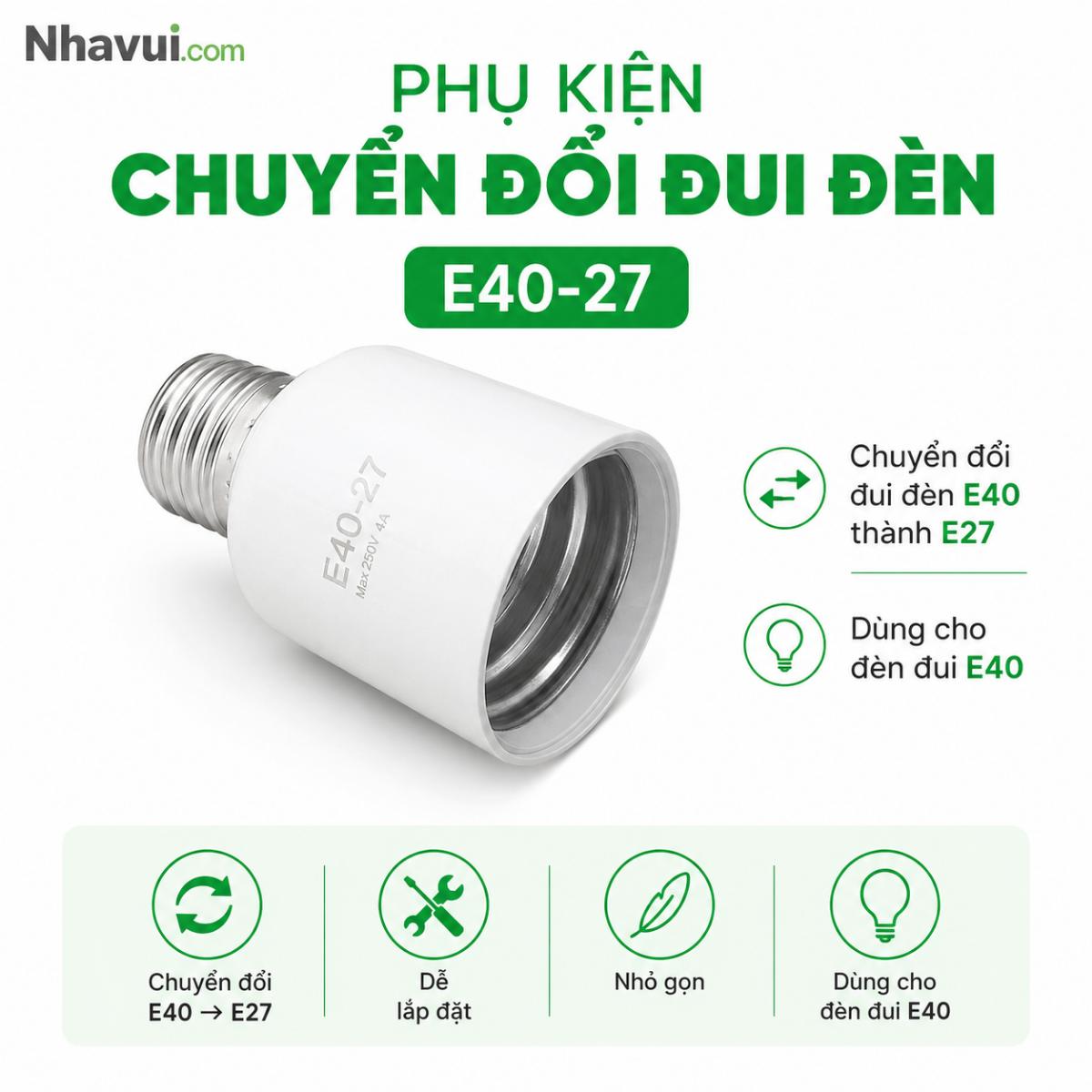 Phụ kiện chuyển đổi đui đèn MPE E40-27