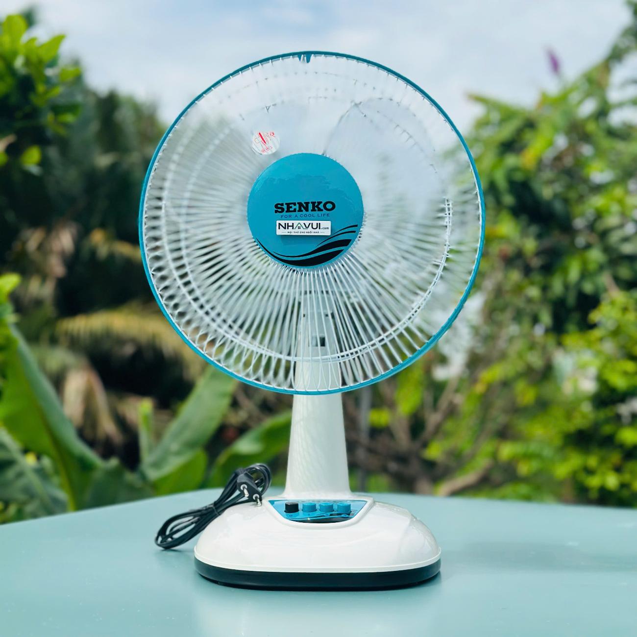 Quạt bàn Senko B1216 40W 3 cánh màu Cốm, Môn, Xám, Xanh ngọc, Kem nâu