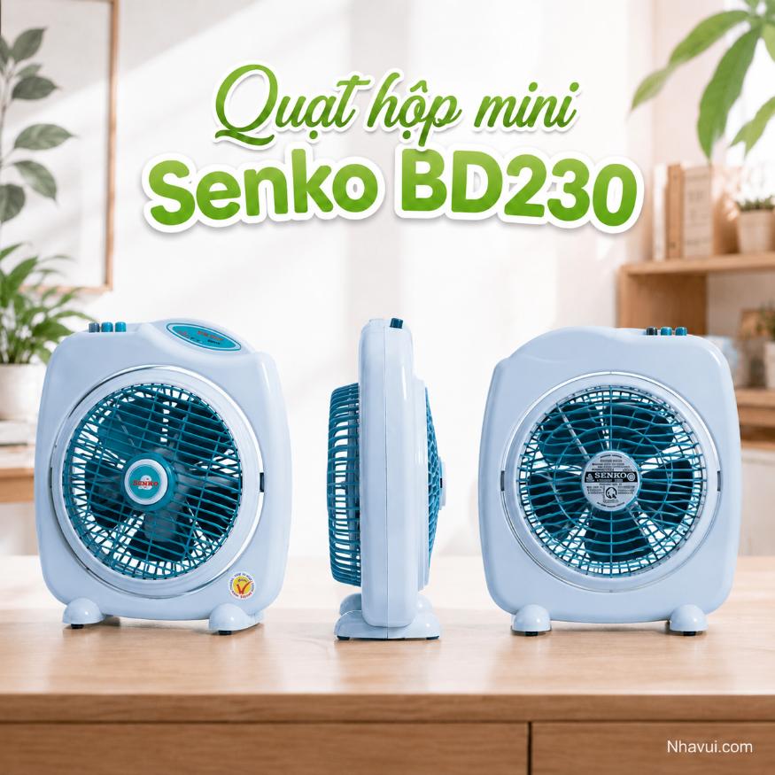 Quạt hộp mini Senko BD230 28W 5 cánh màu Kem Cốm, Kem Môn, Kem Xám