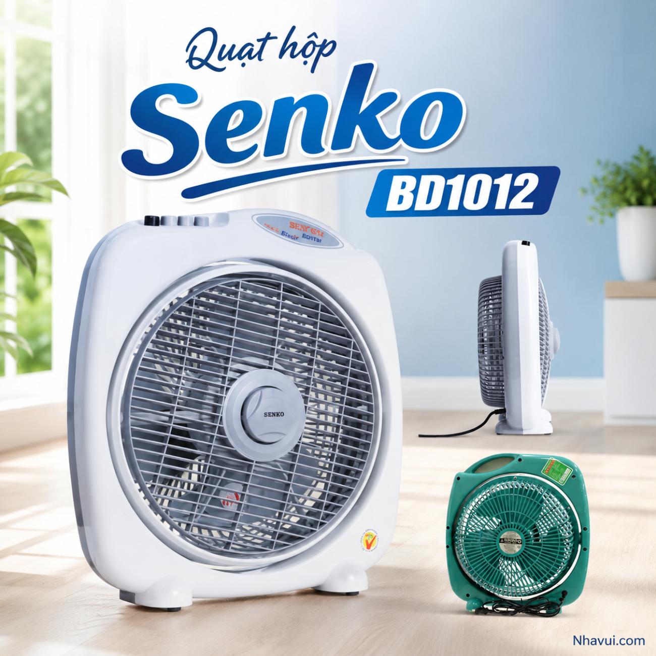 Quạt hộp Senko BD1012 40W 3 cánh màu Kem Môn, Kem Cốm, Kem Xám