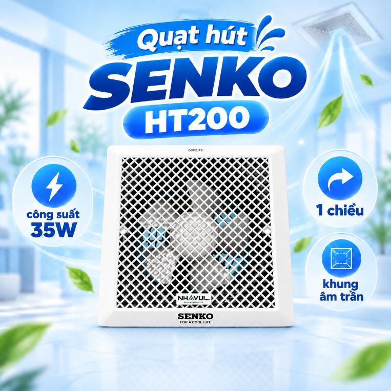 Quạt hút âm trần Senko HT200 35W 1 chiều màu trắng
