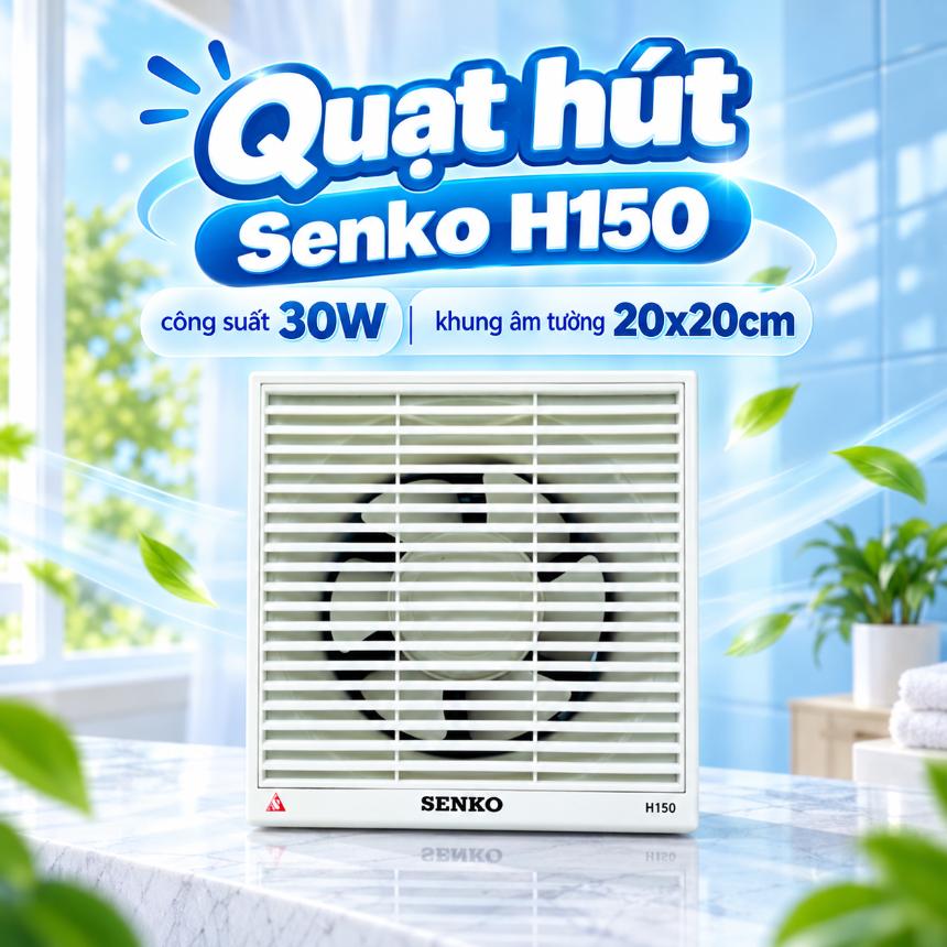 Quạt hút Senko H150 30W 2 chiều cánh 15cm khung âm tường 20x20cm