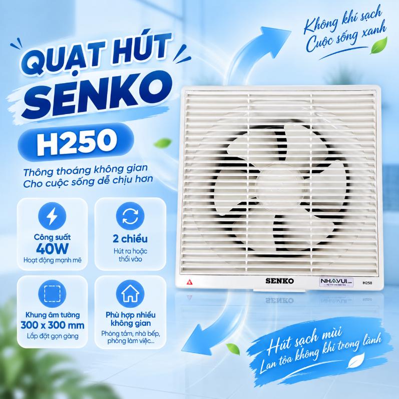 Quạt hút Senko H250 40W 2 chiều khung âm tường 300x300mm